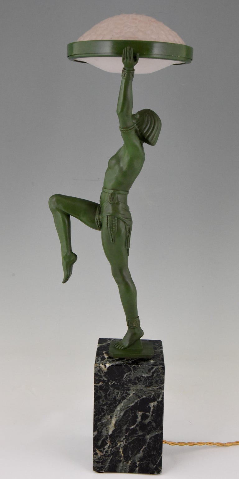 Max Le Verrier Art Deco Bronze Lamp Female Dancer Holding ...