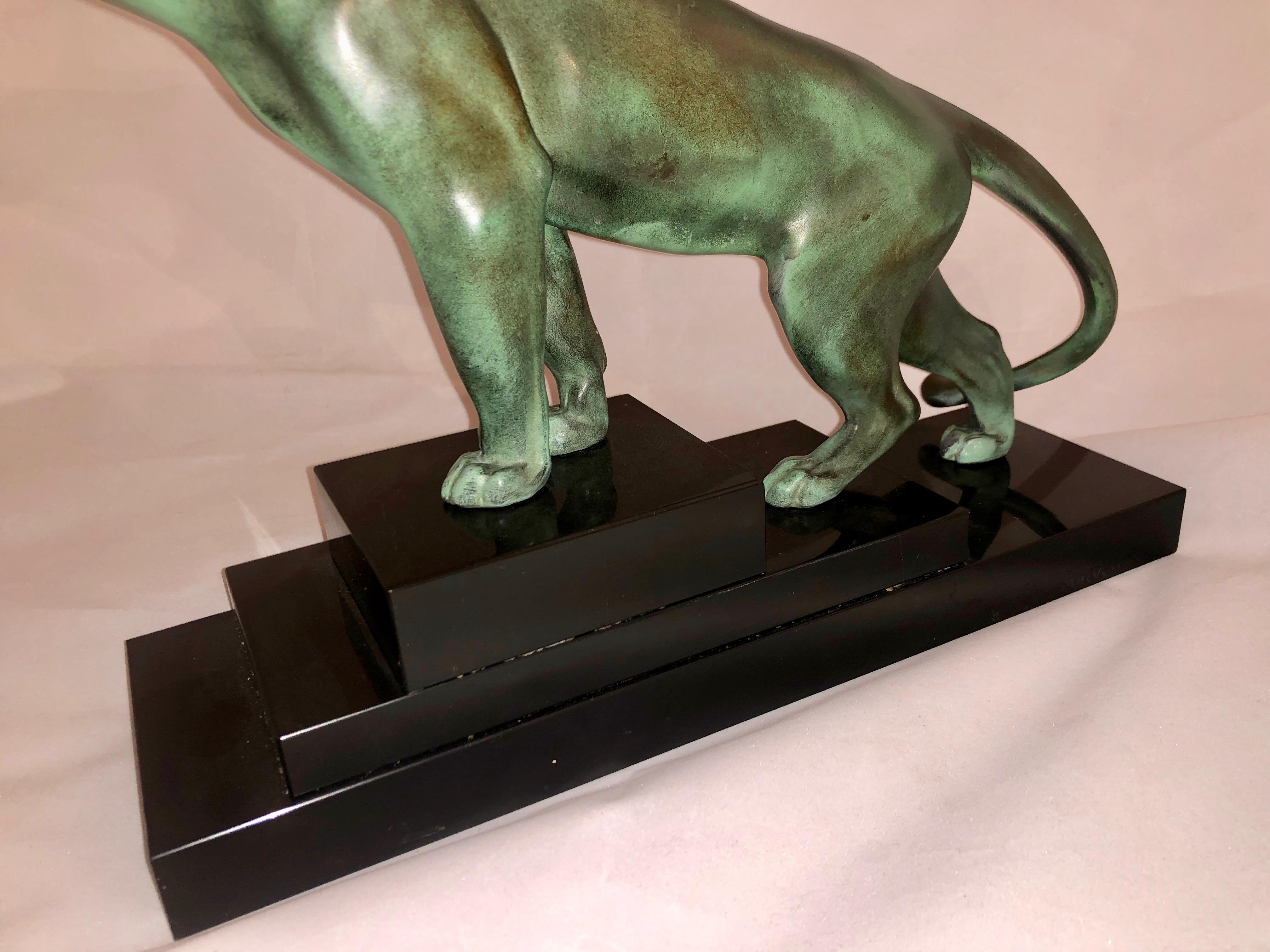 Mid-20th Century Max Le Verrier Art Deco Sculpture of a Panther, France, 1930