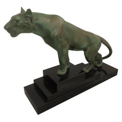 Max Le Verrier Art-Deco-Skulptur eines Panthers:: Frankreich:: 1930