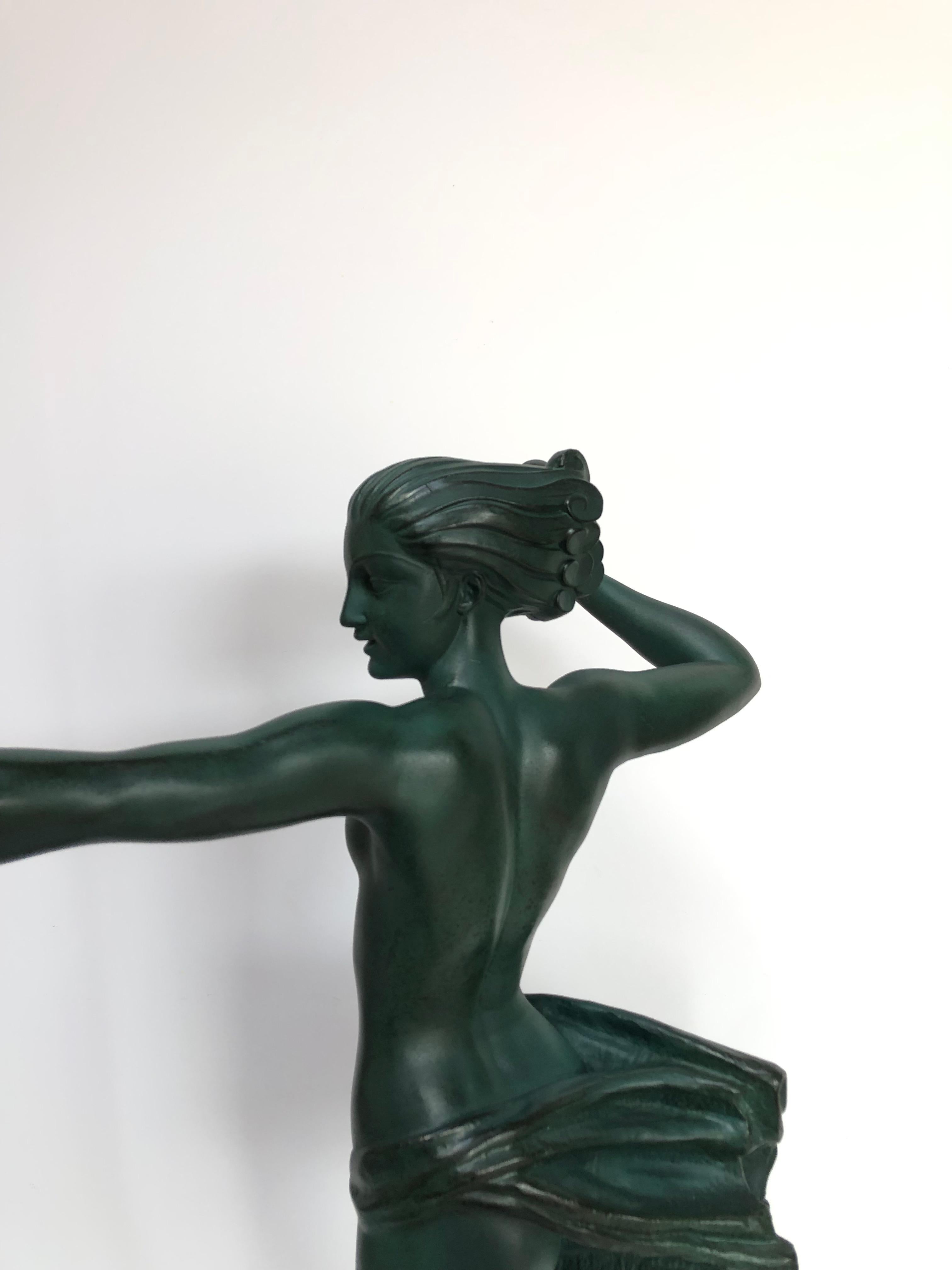 French Max le Verrier Atalante Art déco sculpture For Sale