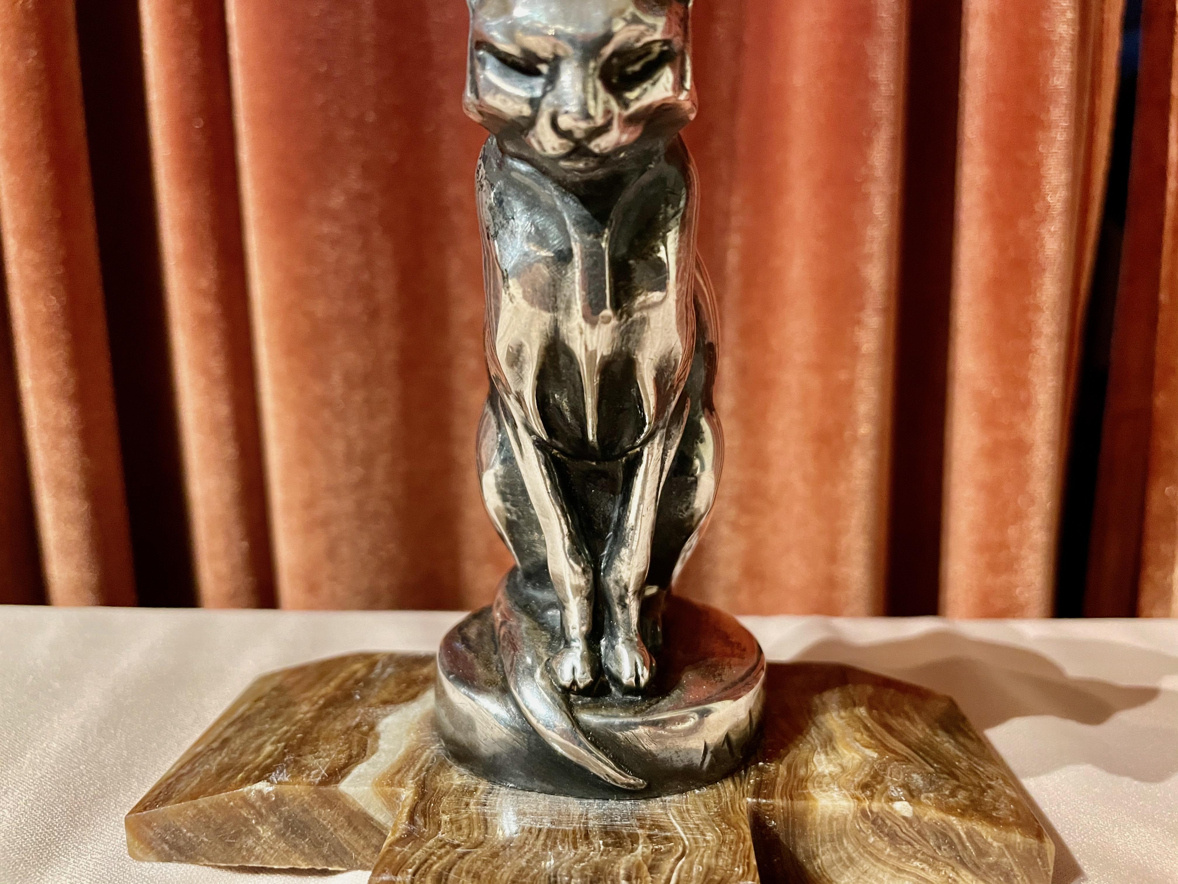 Max Le Verrier Bookends Statues of Dog and Cat French Art Deco For Sale 2