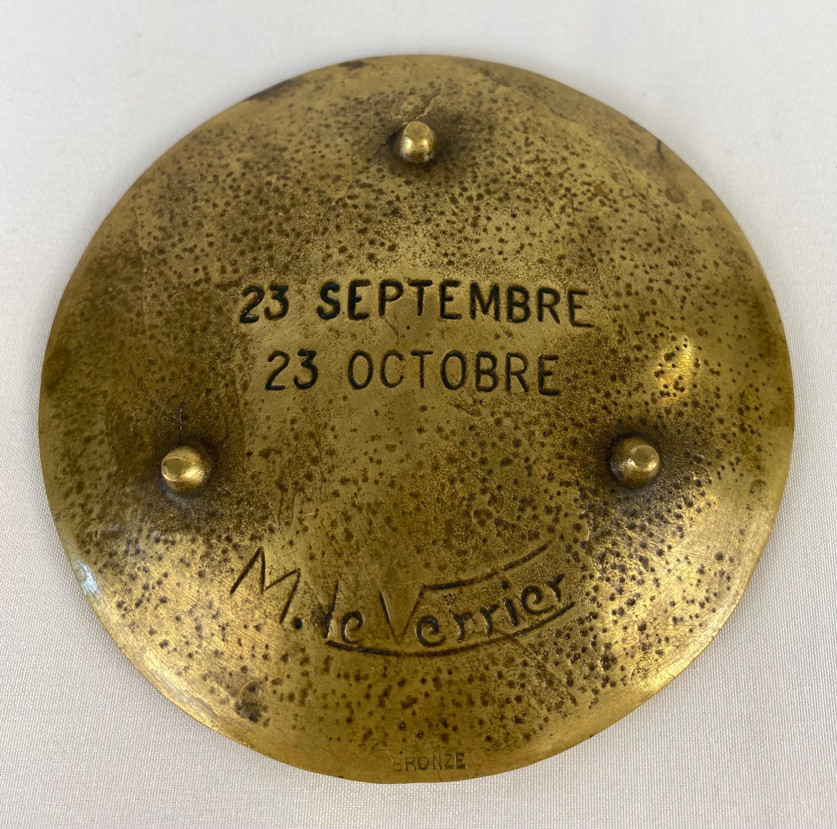 French Max Le Verrier Bronze Key Holder Vide Poche, Libra Zodiac For Sale