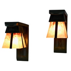 Max Le Verrier & Daum Art Deco wall lights sconces with stylized birds, 1930