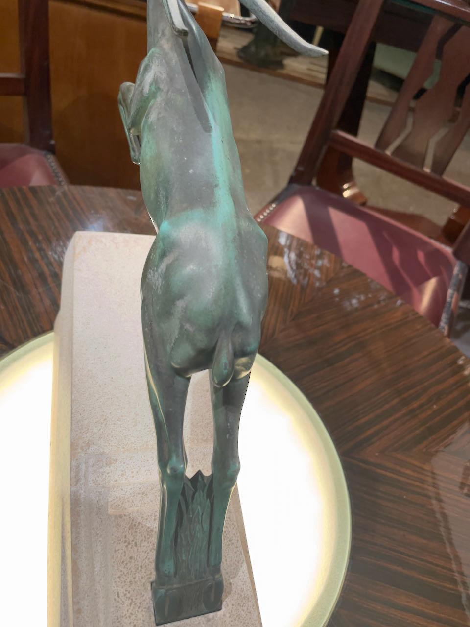 Cast Max Le Verrier Demarco Gazelle Art Deco Statue