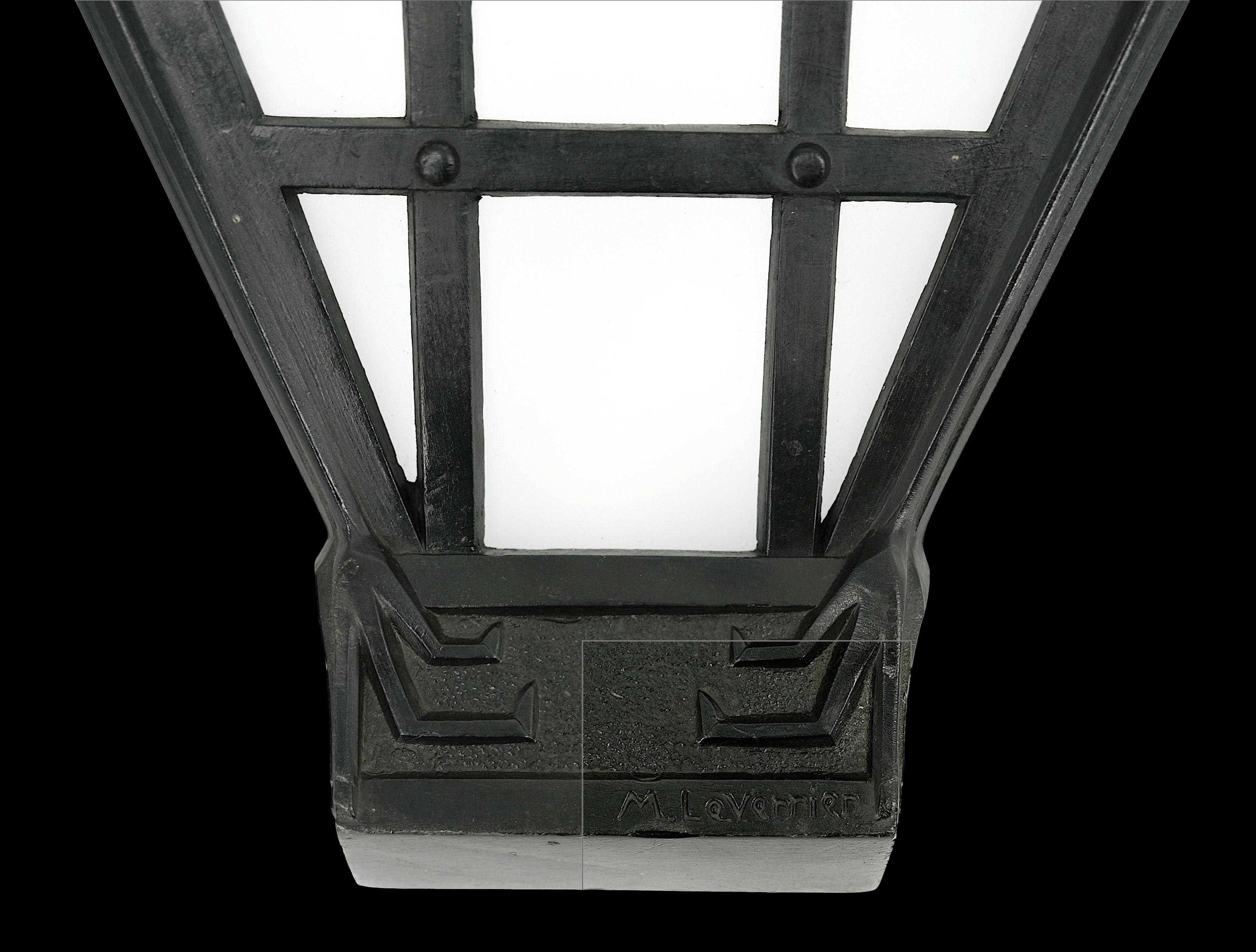 Glass Max LE VERRIER French Art Deco Marabou Wall Sconce, 1920 For Sale