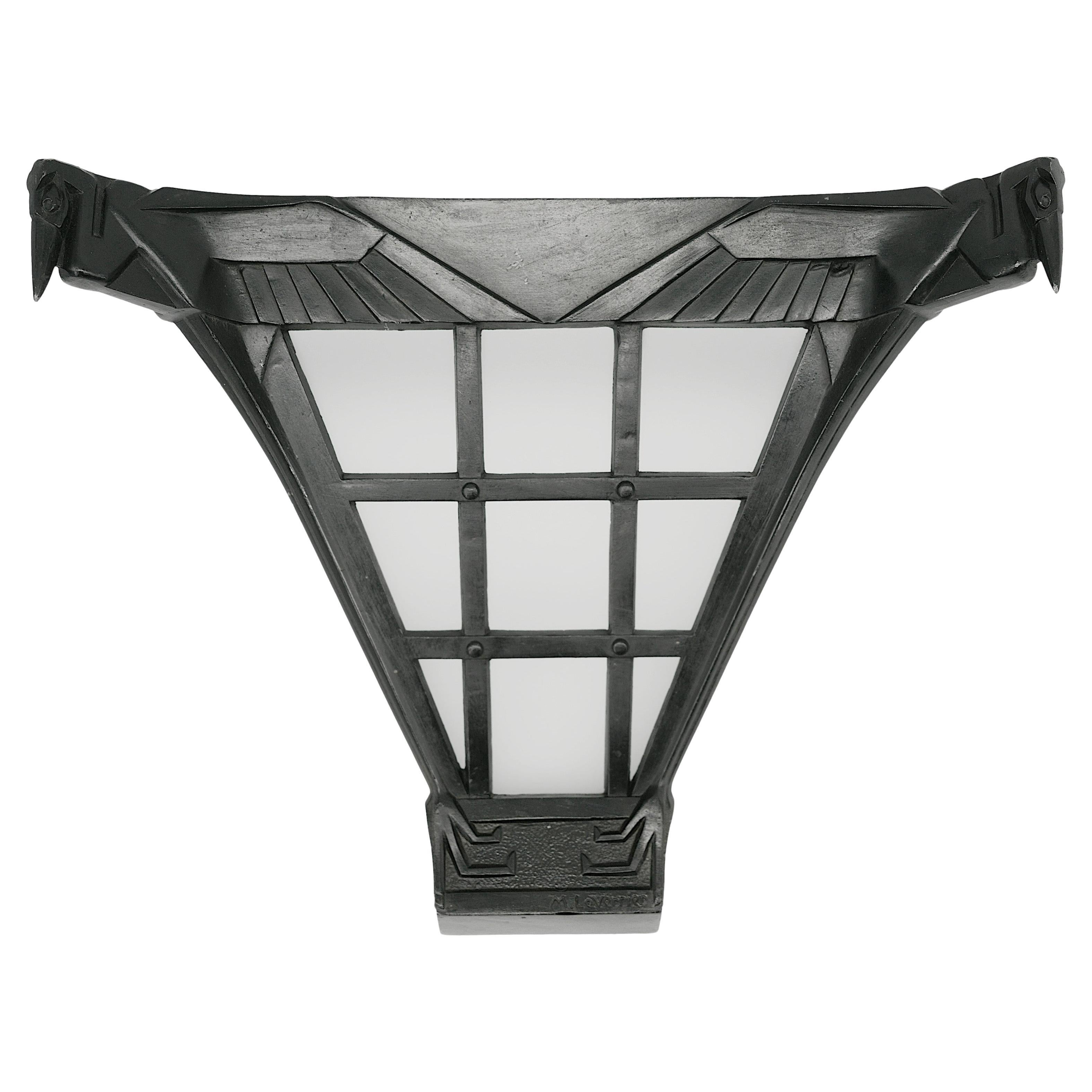 Max LE VERRIER Französischer Marabu-Wandleuchter im Art déco-Stil, 1920