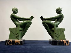 Max Le Verrier, Pair of Art Deco Sculptural Bookends, Paris circa 1925