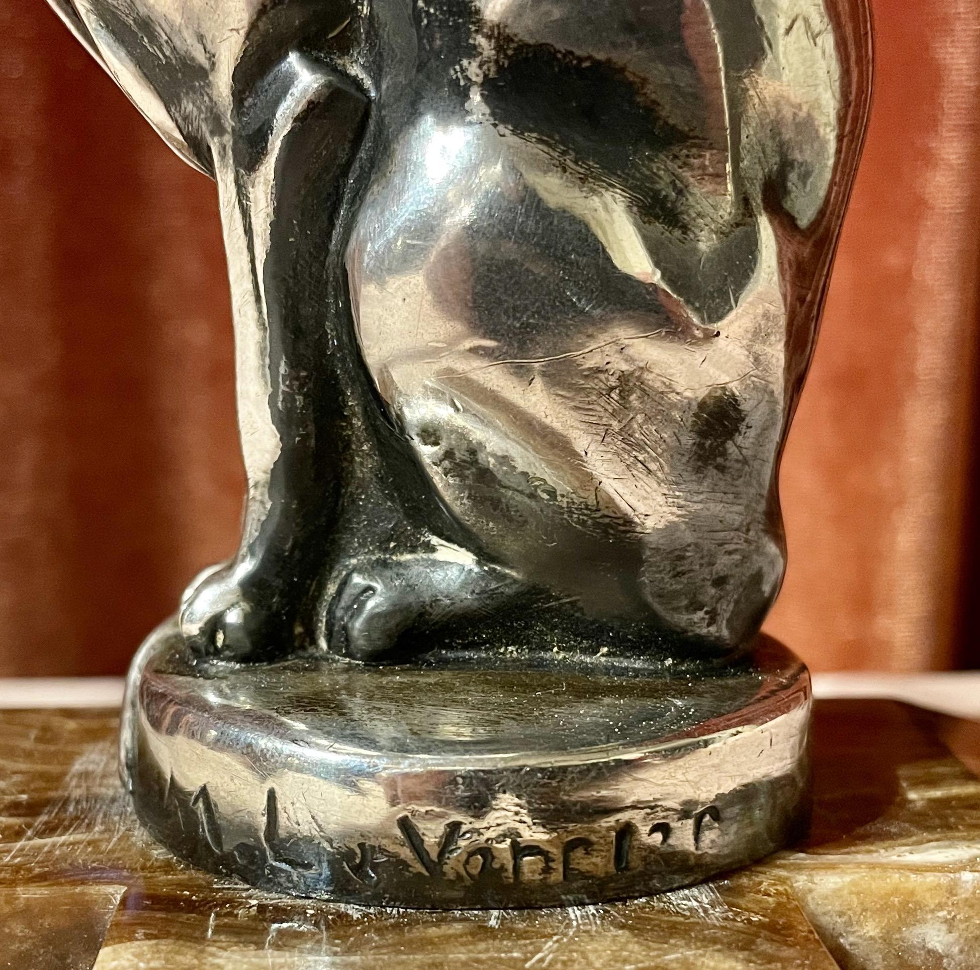 Max Le Verrier Bookends Statues of Dog and Cat French Art Deco For Sale 9