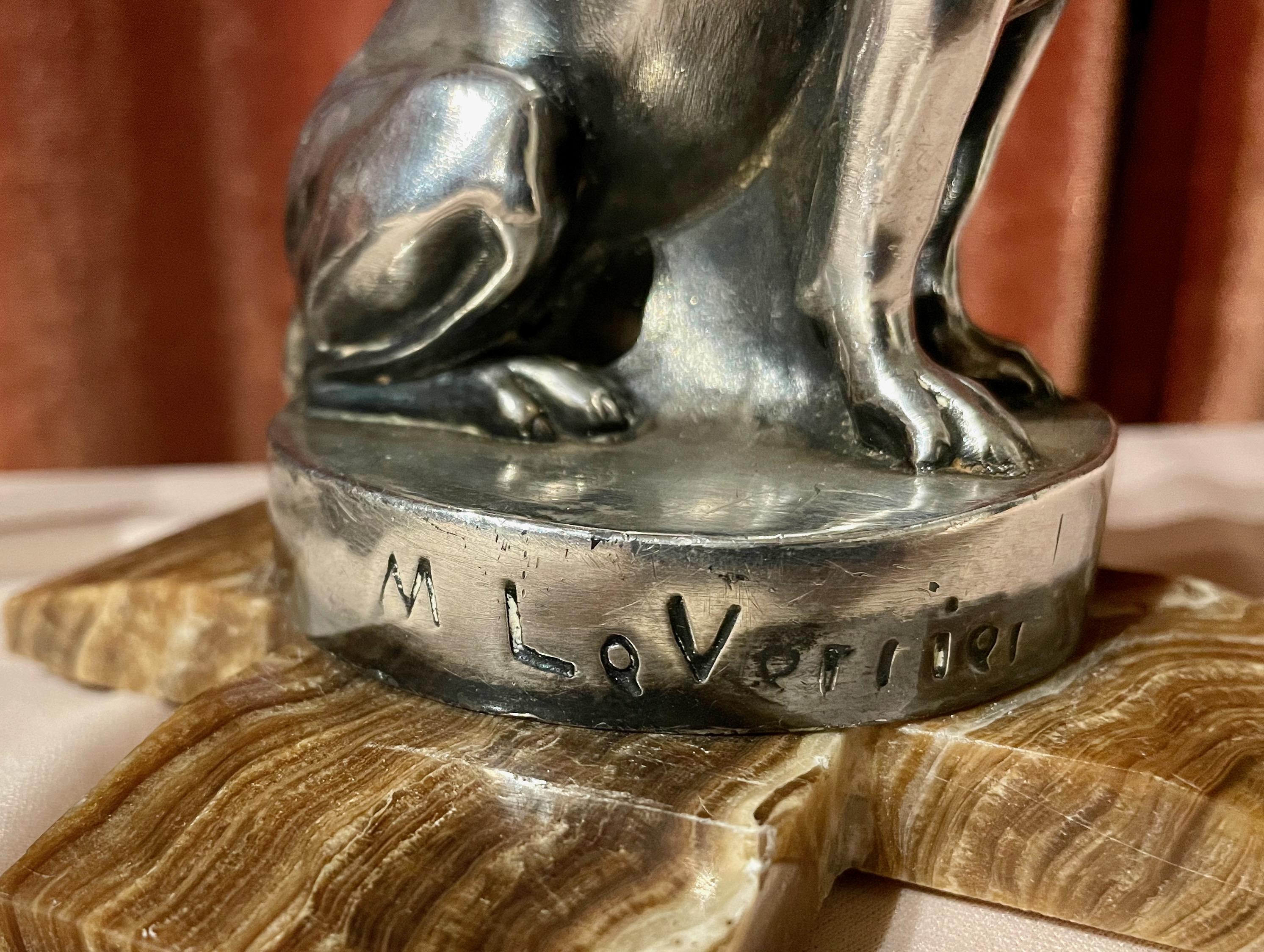 Max Le Verrier Bookends Statues of Dog and Cat French Art Deco For Sale 5