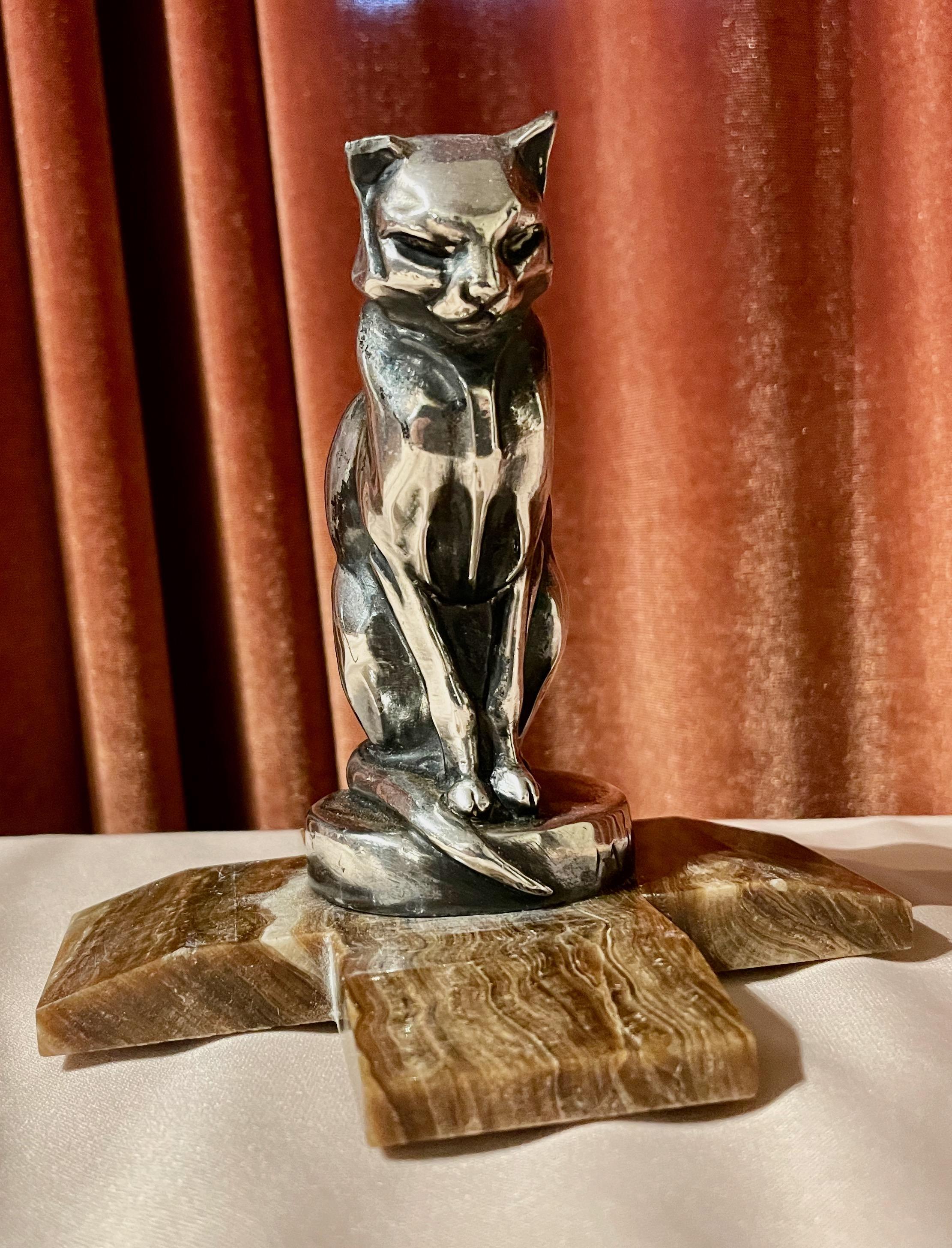 Max Le Verrier Bookends Statues of Dog and Cat French Art Deco For Sale 7