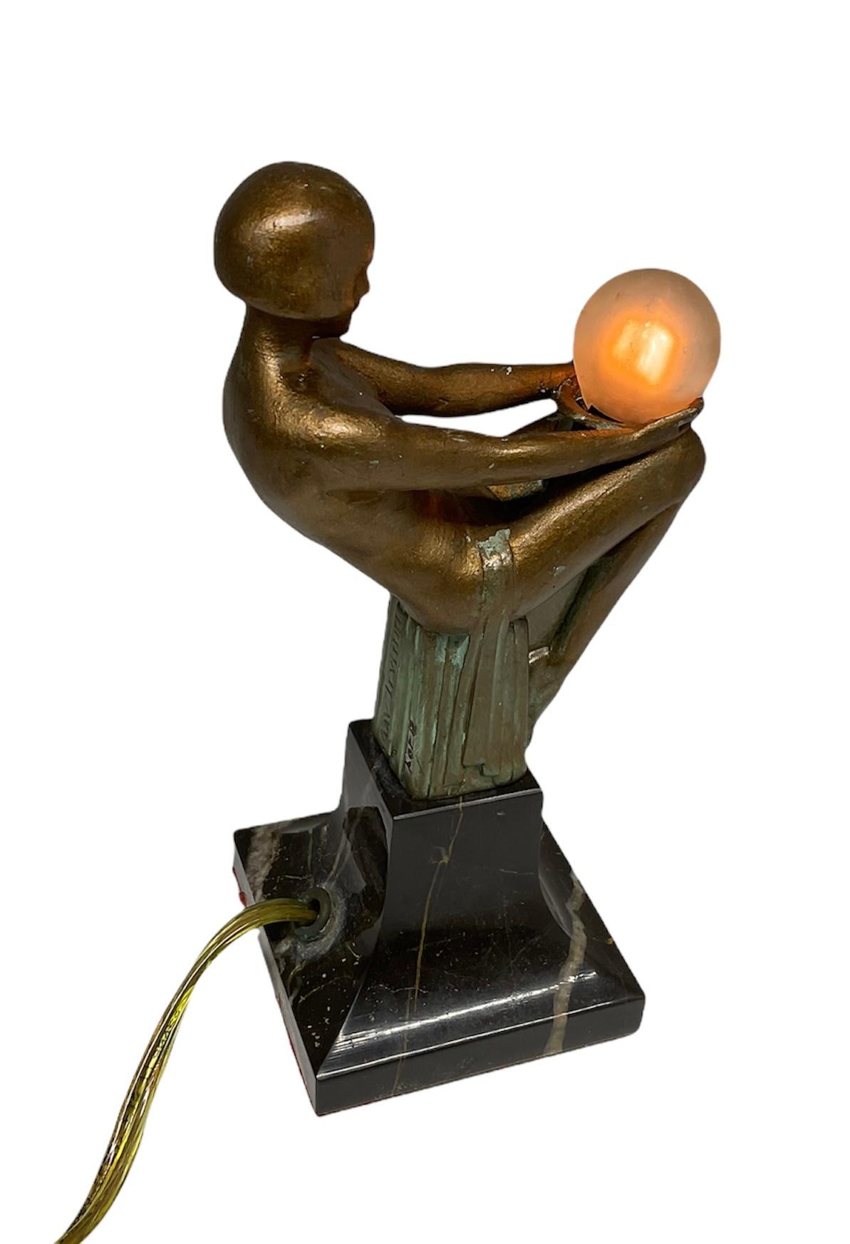 Max Le Verrier “Songe Lumineux” Art Deco Lamp 1