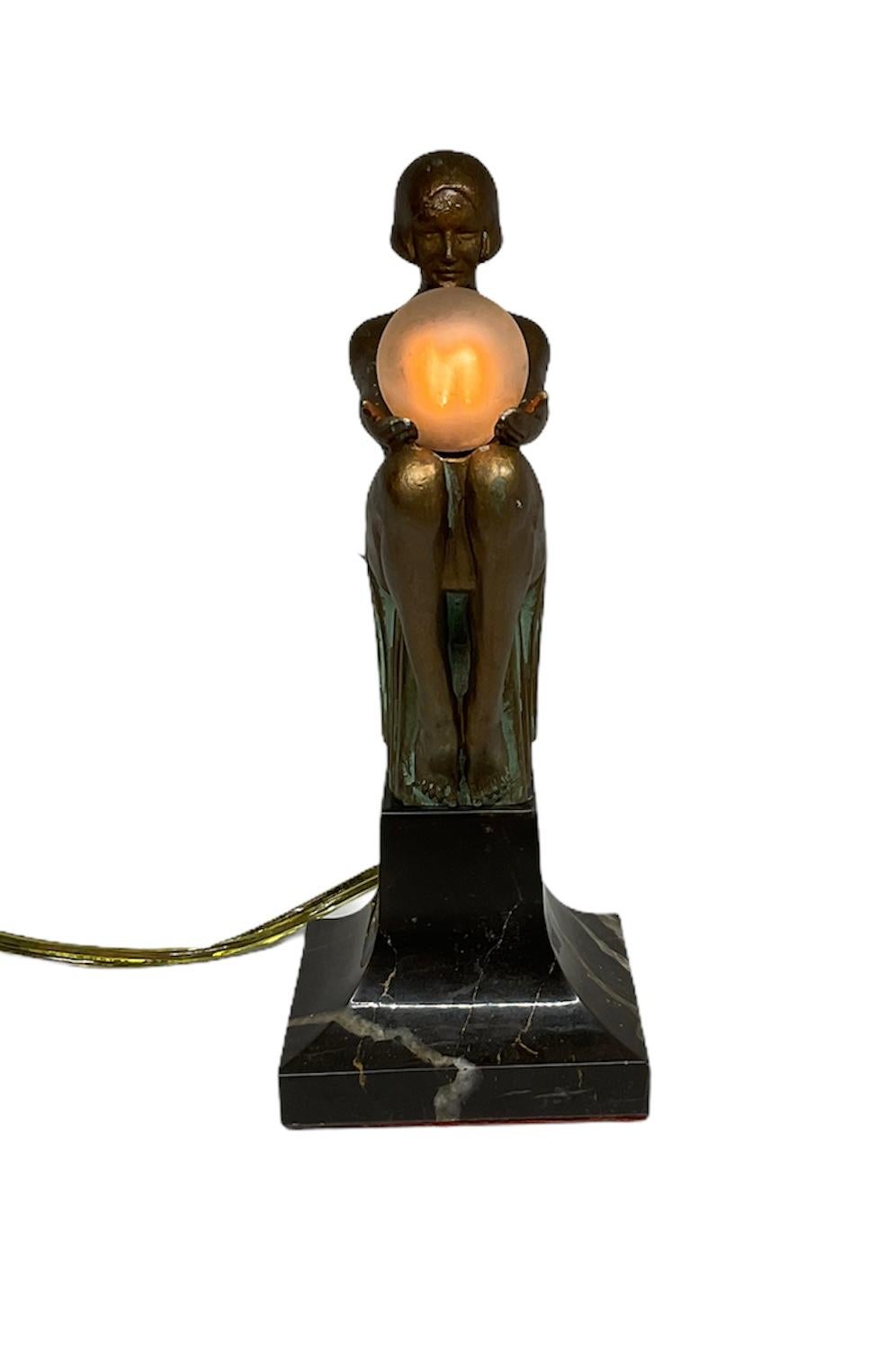 Max Le Verrier “Songe Lumineux” Art Deco Lamp In Good Condition In Guaynabo, PR