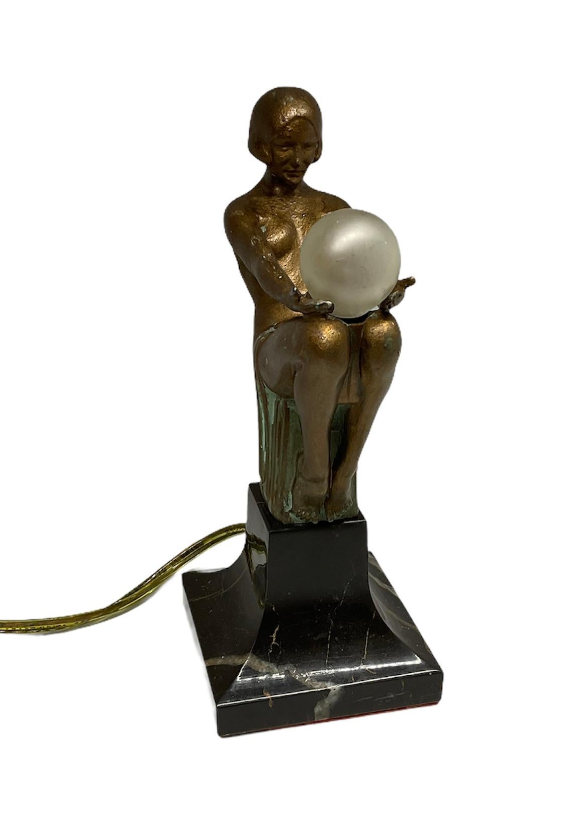 20th Century Max Le Verrier “Songe Lumineux” Art Deco Lamp