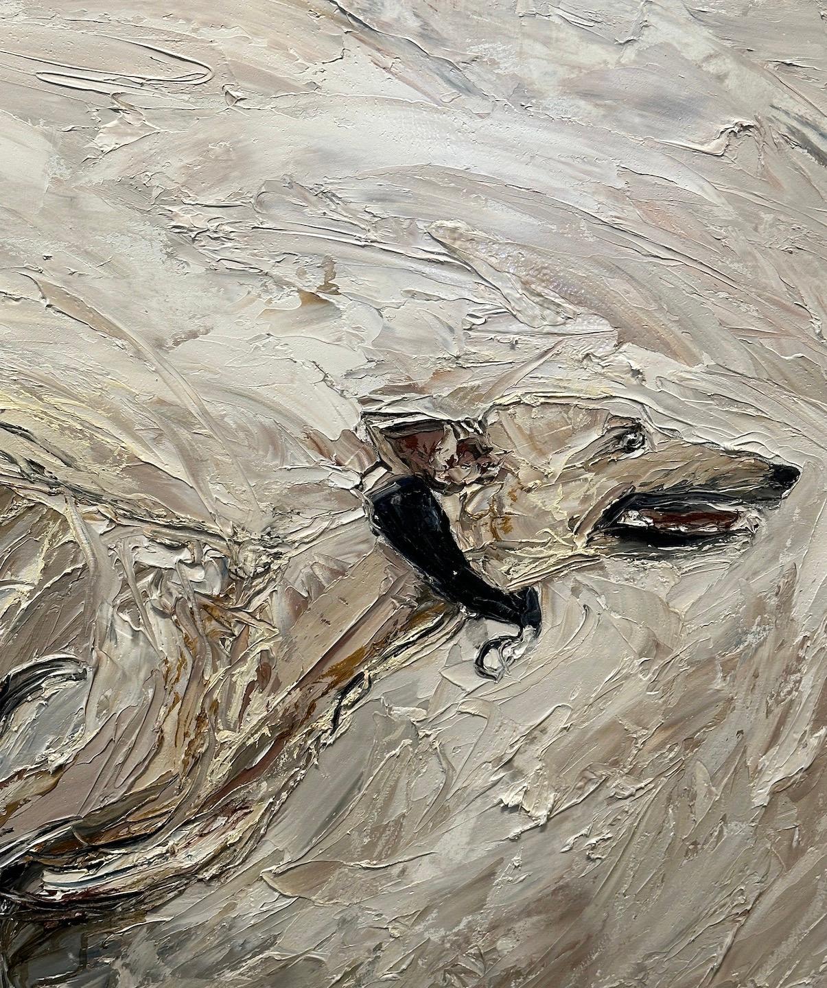 Olio su tela senza titolo di un cane in movimento - Painting di Max Leuchars