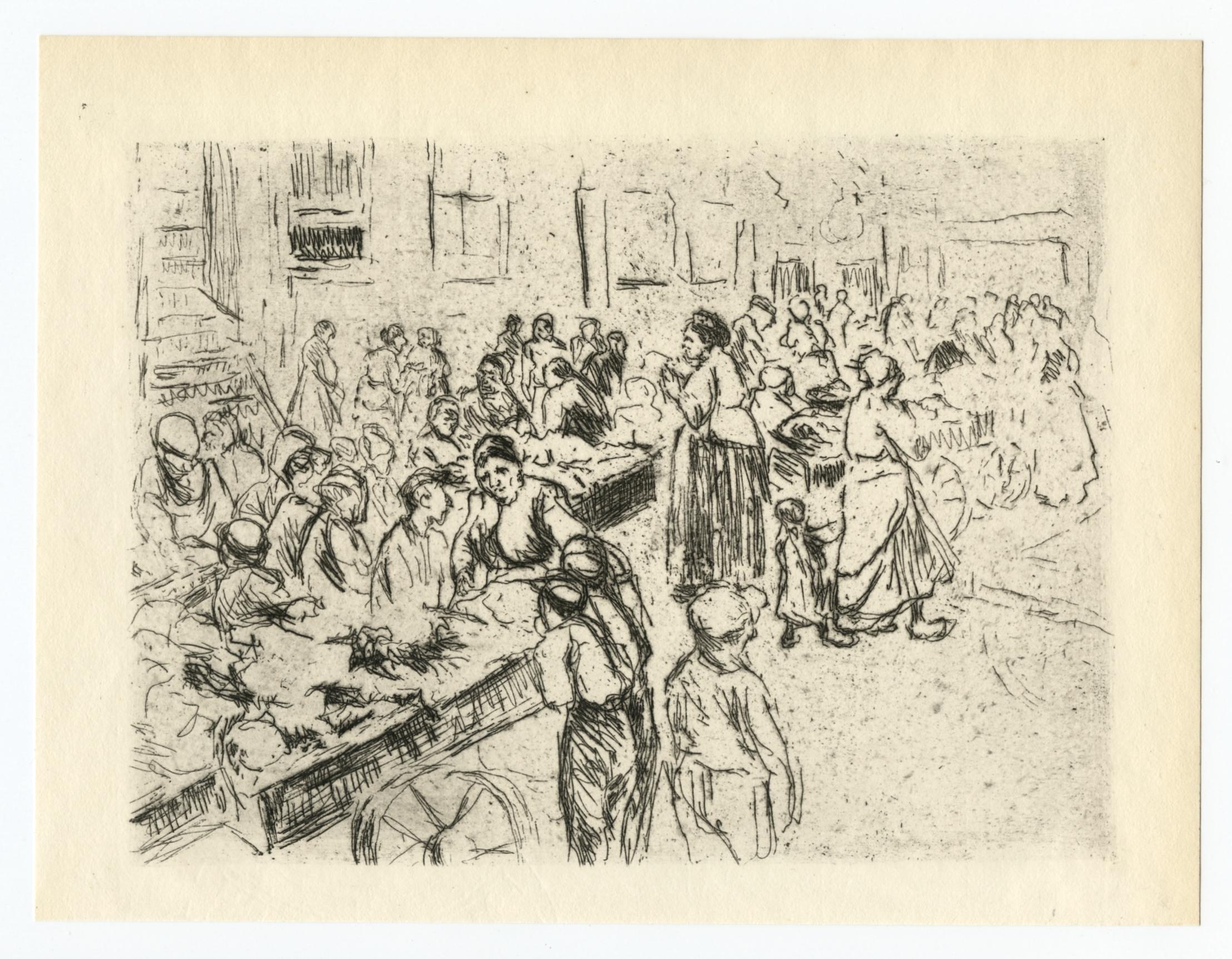 "Amsterdam Jewish Quarter" original etching - Print by Max Liebermann
