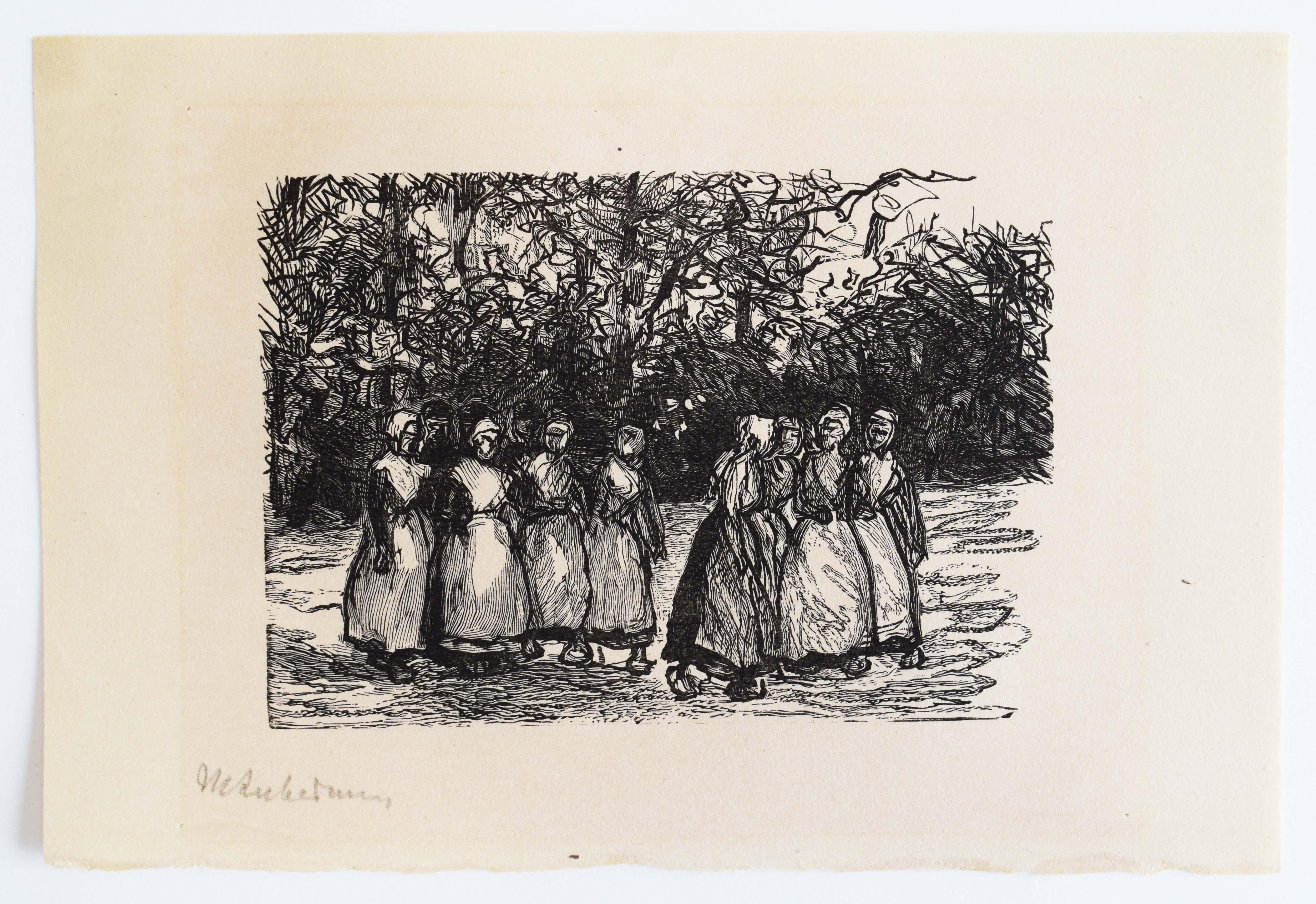 Filles hollandaises  Holländische Mädchen - Impressionnisme allemand Filles hollandaises - Print de Max Liebermann