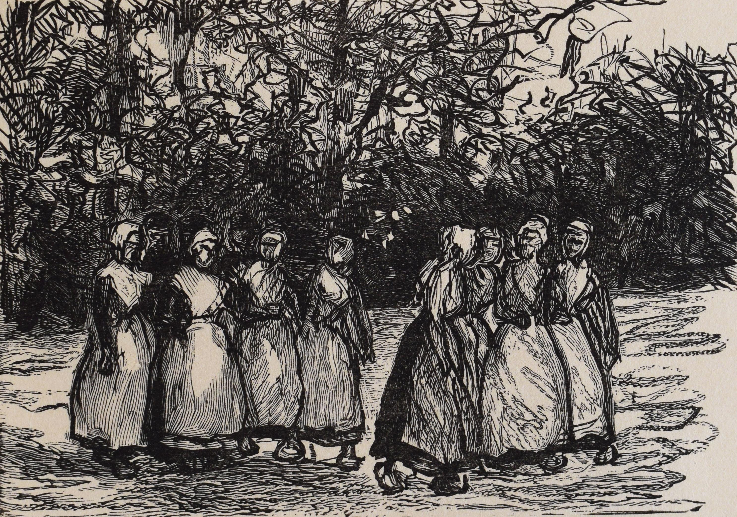 Figurative Print Max Liebermann - Filles hollandaises  Holländische Mädchen - Impressionnisme allemand Filles hollandaises