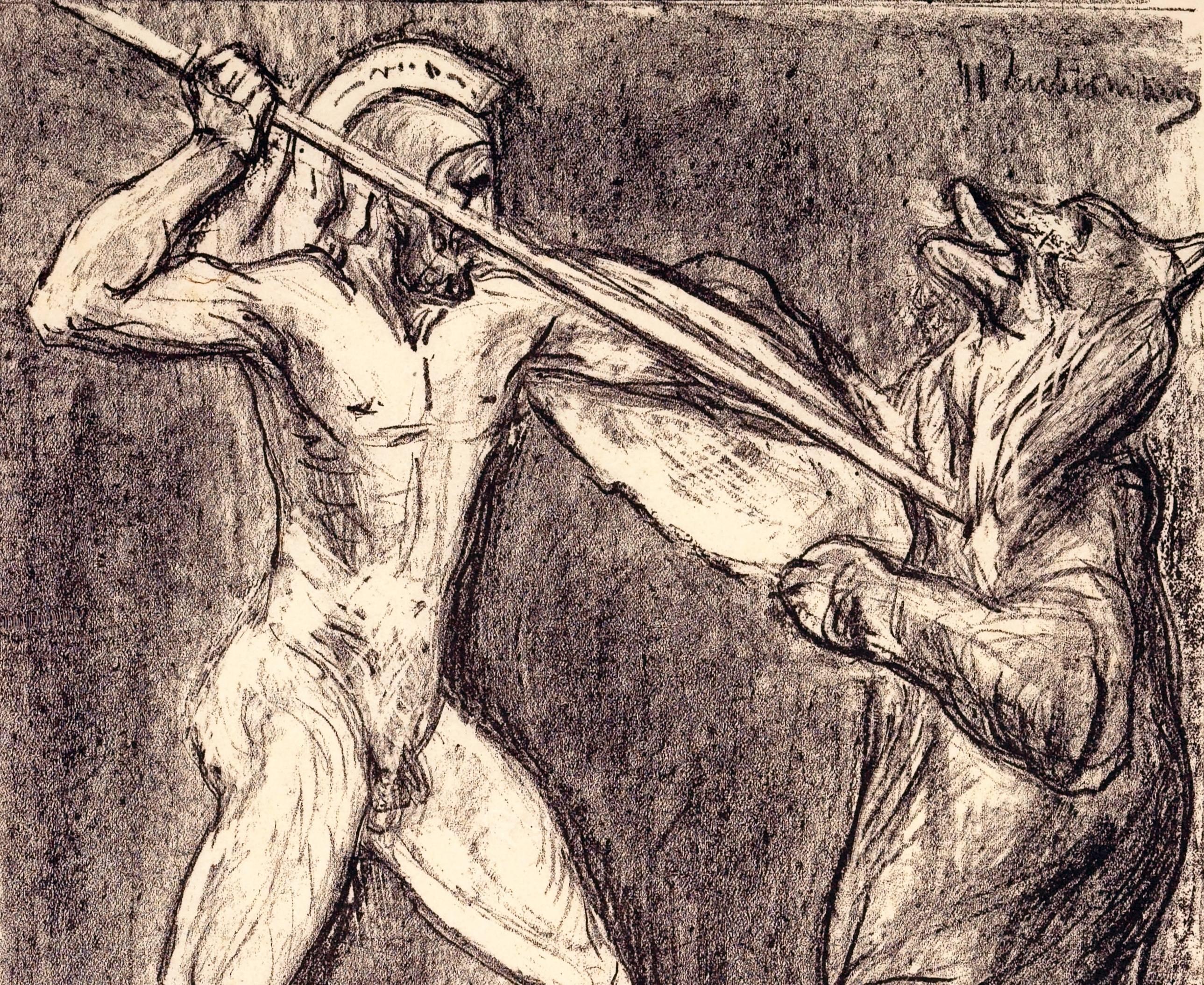 Hercules - Hindenburg uccide l'orso russo / - Impressionismo classico - - Print di Max Liebermann