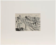 Max Liebermann (1847-1935) - Lithographie du milieu du XXe siècle, Baigneuses