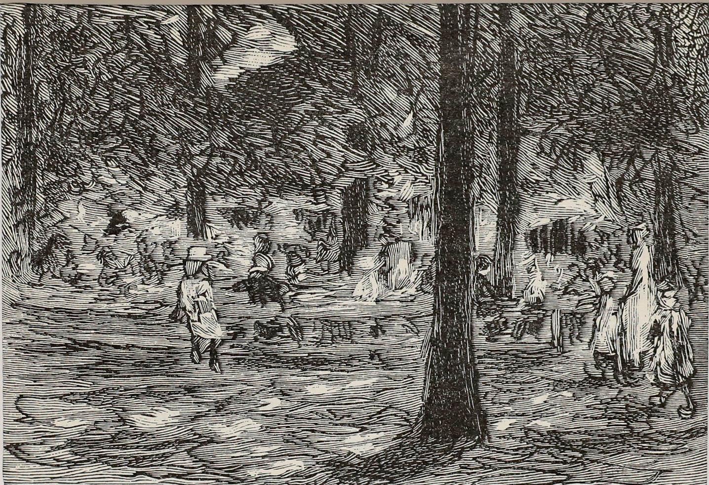 Max Liebermann (1847-1935) - Lithographie du milieu du 20e siècle, aire de jeux pour enfants en vente 1