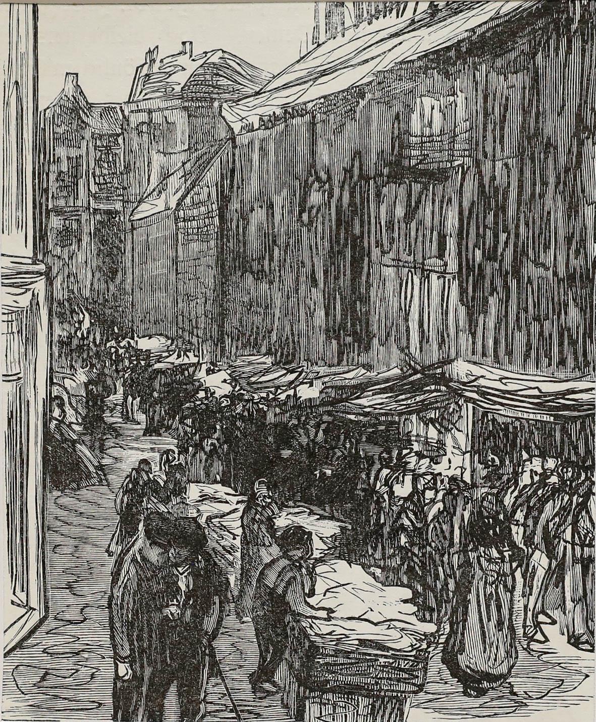 Max Liebermann (1847-1935) - Lithographie du milieu du XXe siècle, Judengasse à Amsterdam en vente 1