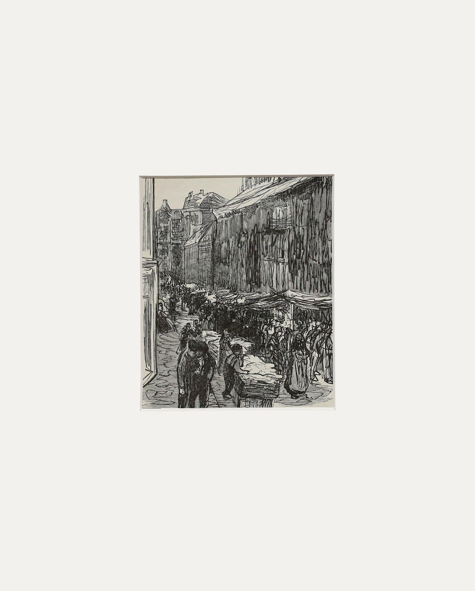 Max Liebermann (1847-1935) - Judengasse à Amsterdam, lithographie. Imprimé pour publication. Réalisé à partir de la gravure sur bois originale de l'artiste. Monté. Sur le papier. 