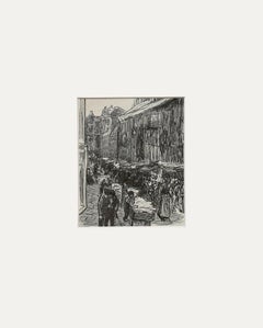 Max Liebermann (1847-1935) - Lithographie du milieu du XXe siècle, Judengasse à Amsterdam