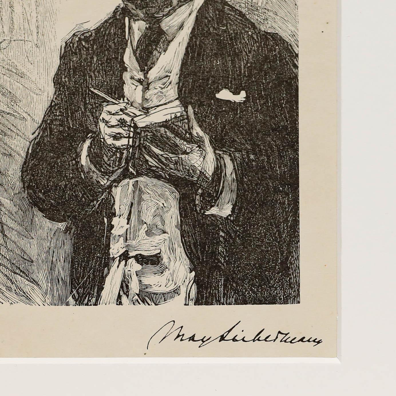 Max Liebermann (1847-1935) - Lithographie du milieu du XXe siècle, Self-Portrait en vente 2