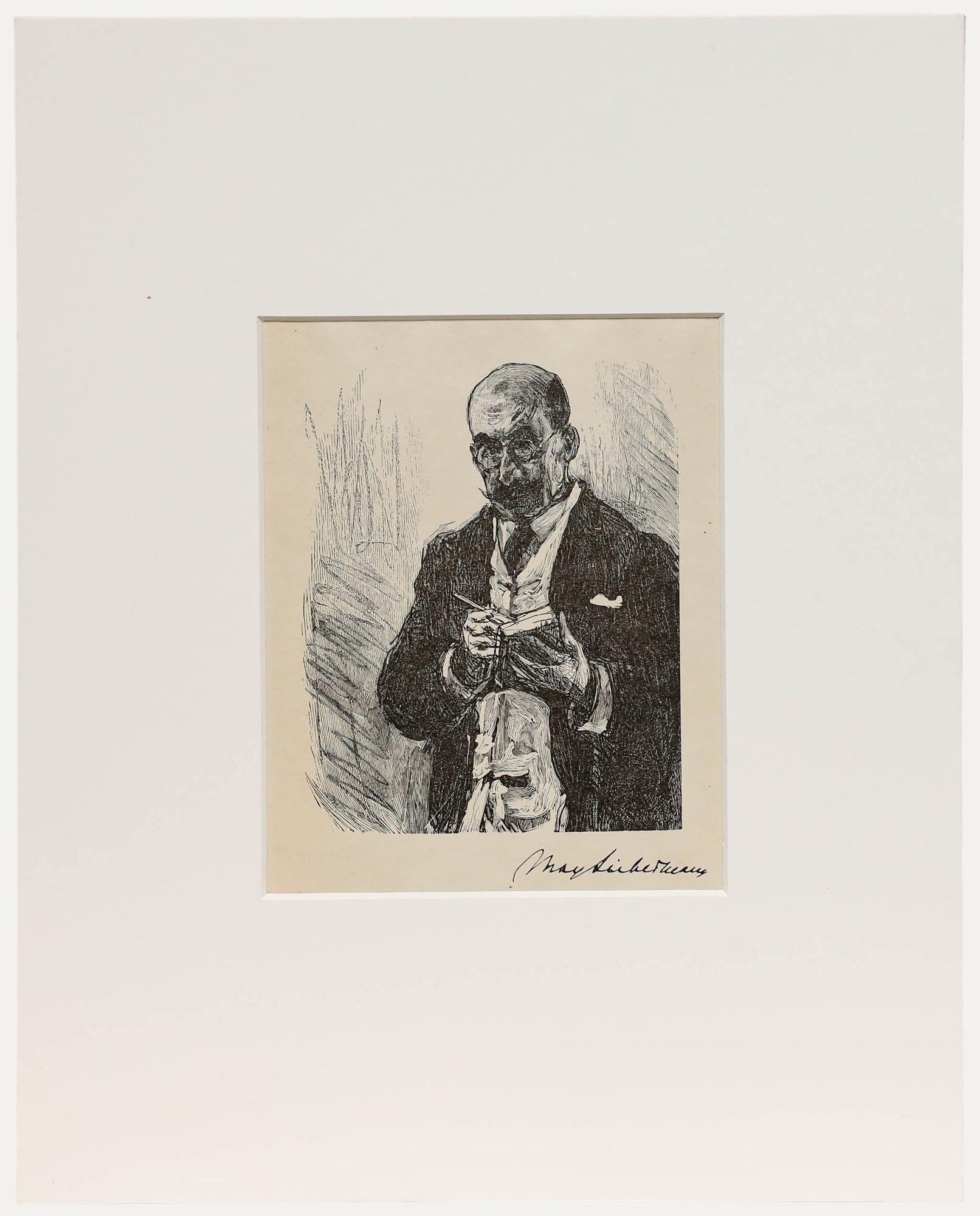 Max Liebermann (1847-1935) - Self-Portrait, lithographie. Signature de l'Artistics imprimée en bas à droite. Monté. Sur le papier. 
