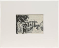 Max Liebermann (1847-1935) - Lithographie du milieu du XXe siècle, Rue du village