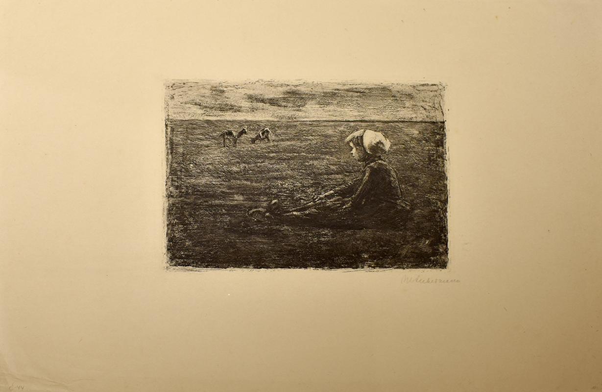 The Goatherd  Ziegenhirtin, 1891 - German Impressionism - Print by Max Liebermann