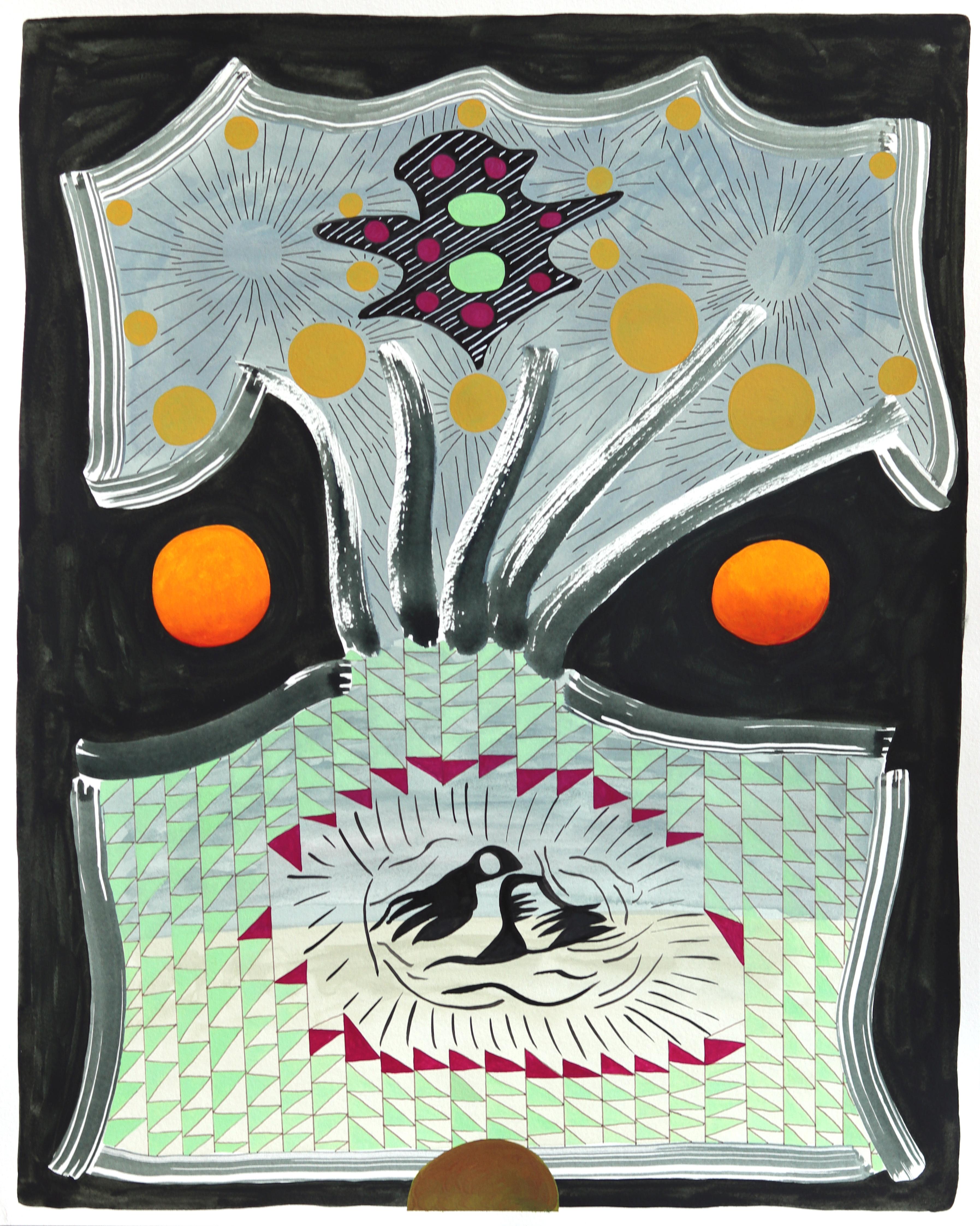 Max Manning is a Houston-based painter whose practice he describes as “algorithmic abstraction”, studio-built systems that he deliberately disrupts to create compositions where loosely figurative fragments, patterns, and color fields collide.