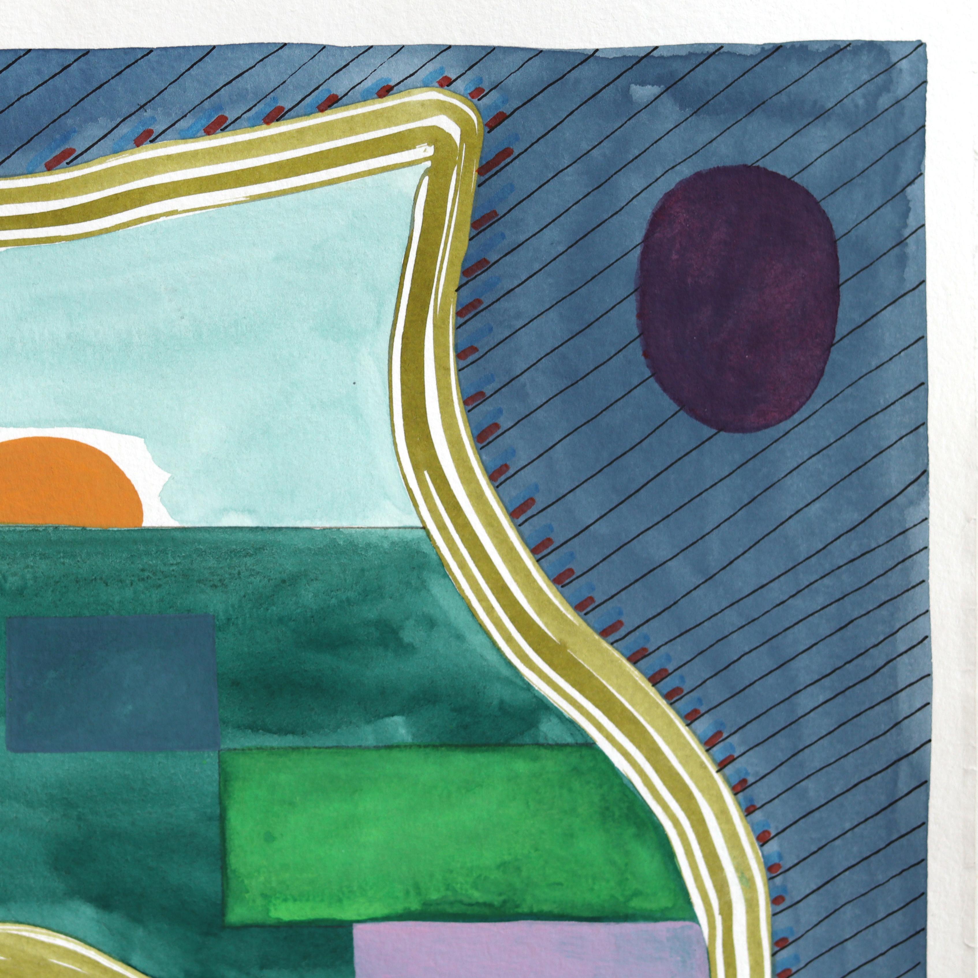 Untitled (PPR386) - Original Colorful Abstract Mixed Media Artwork on Paper - Gray Abstract Painting by Max Manning