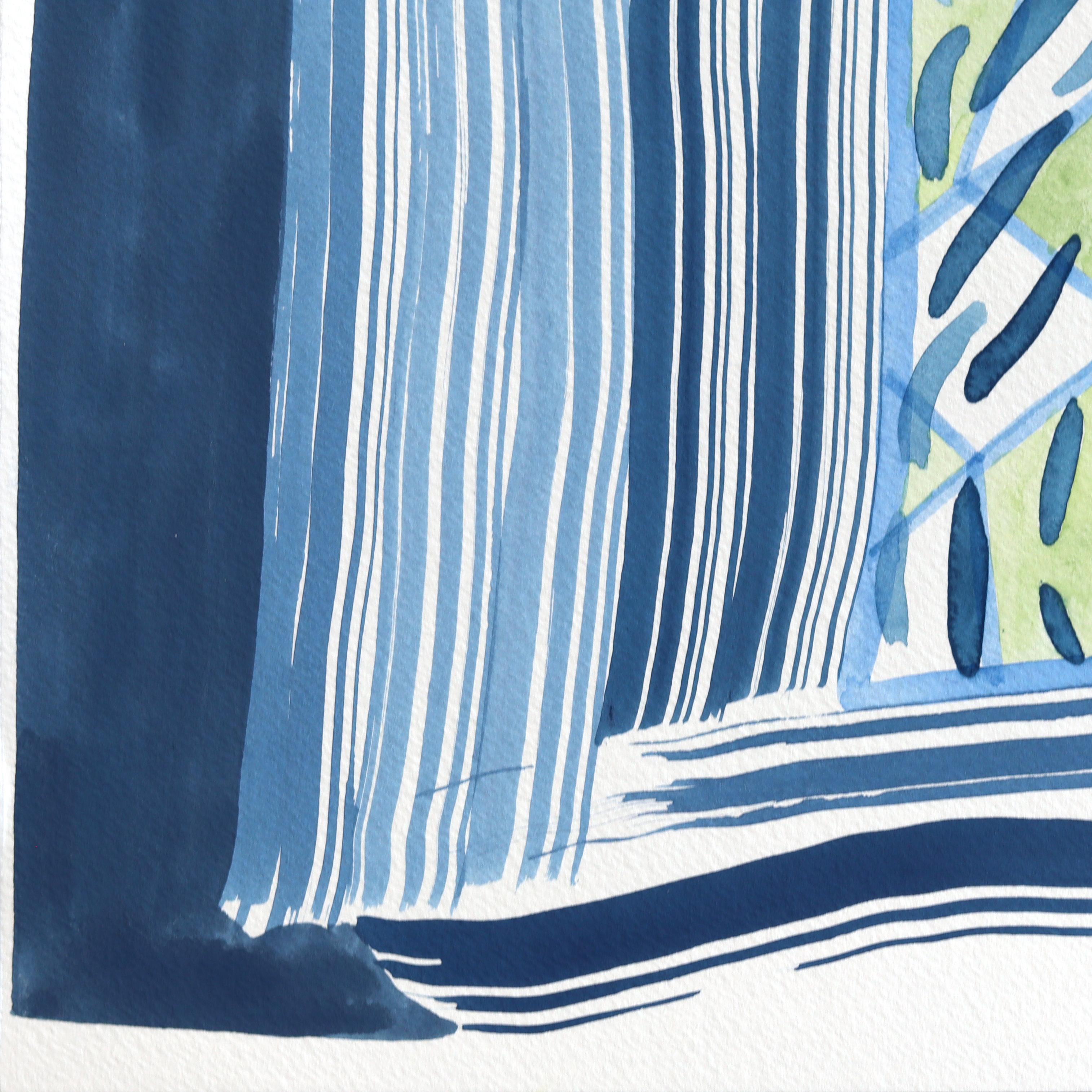 Sin título (PPR406) - Obra original en técnica mixta abstracta de colores sobre papel - Abstract Painting Azul de Max Manning