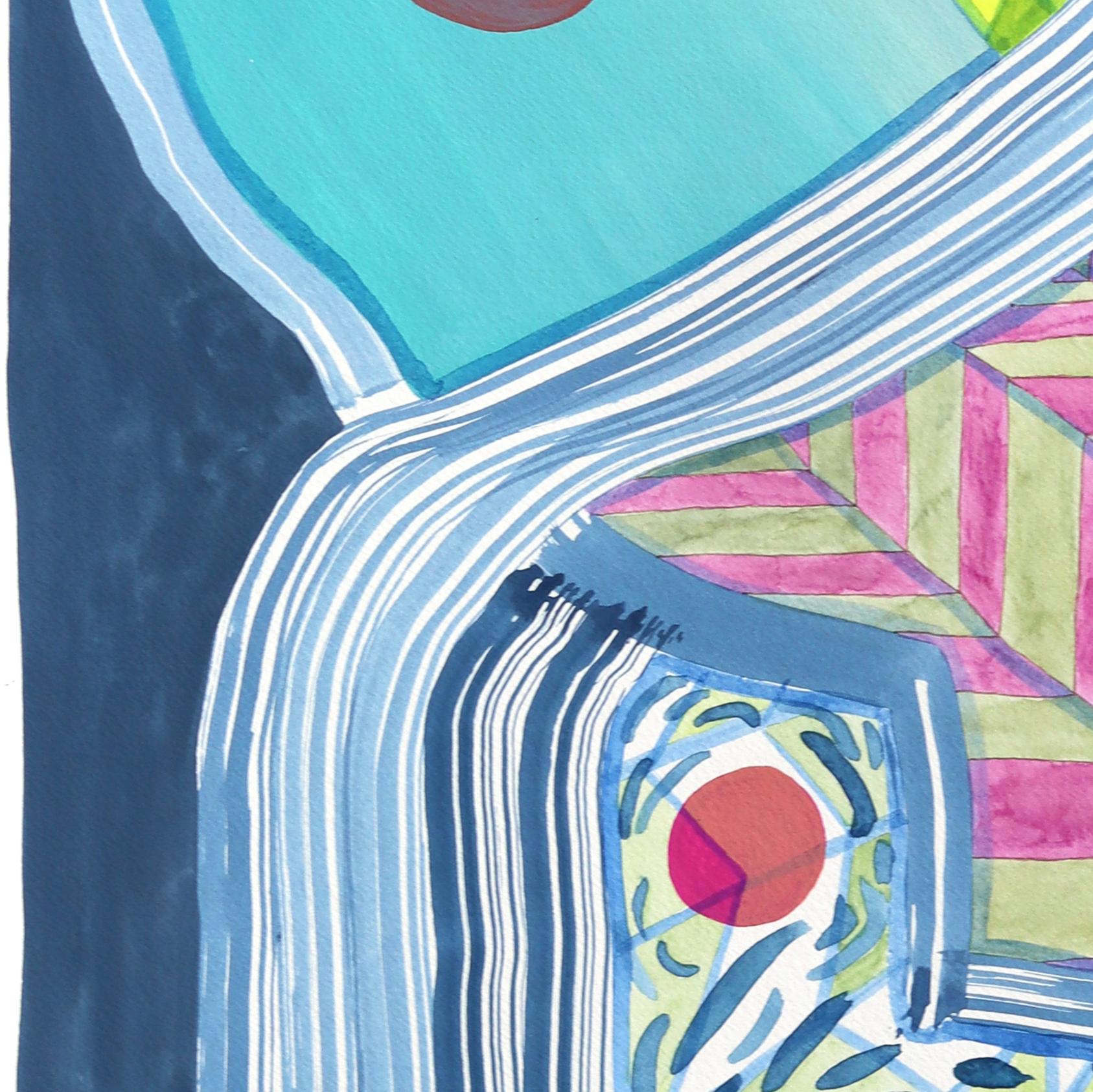 Sin título (PPR406) - Obra original en técnica mixta abstracta de colores sobre papel en venta 1