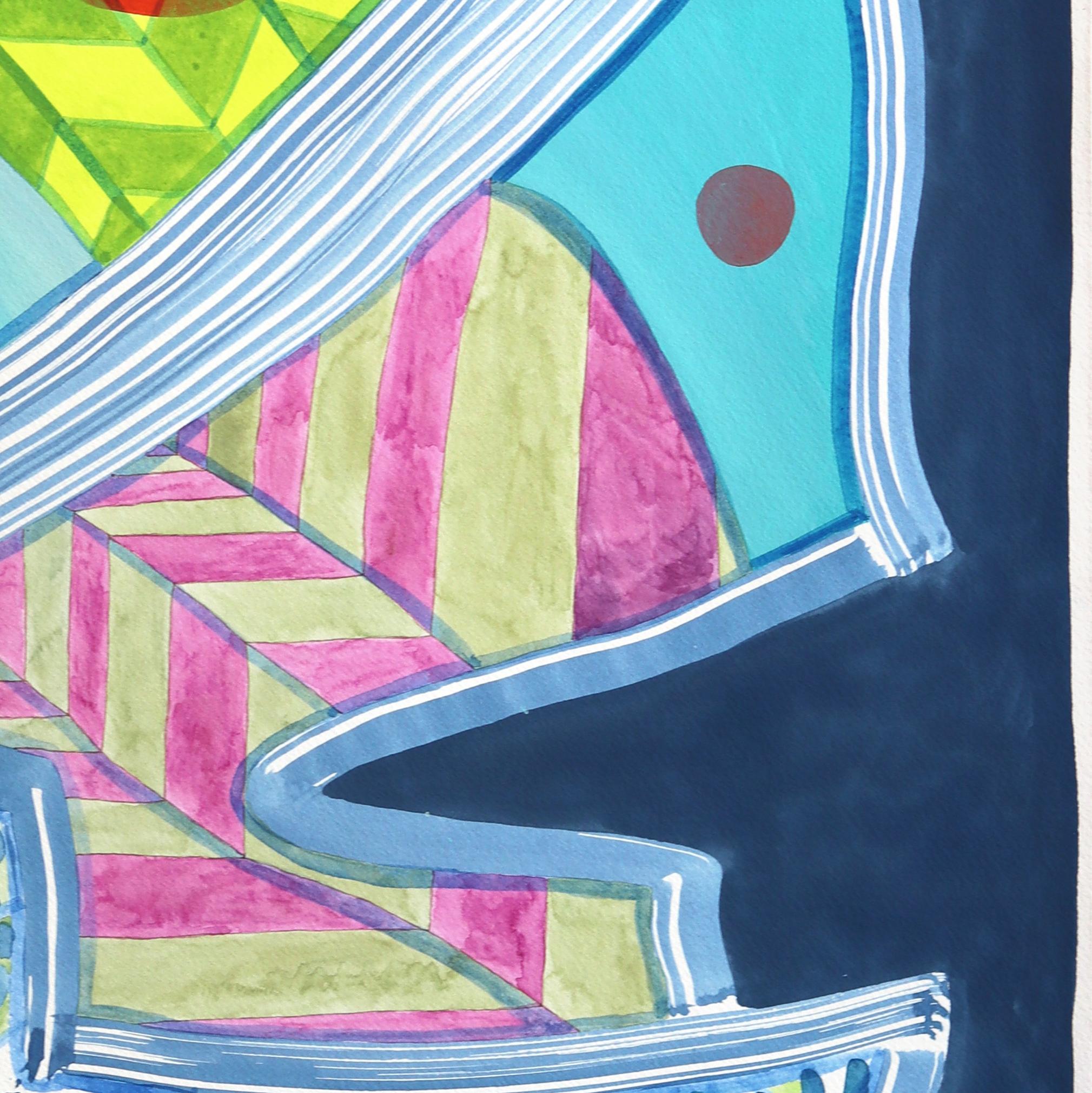 Sin título (PPR406) - Obra original en técnica mixta abstracta de colores sobre papel en venta 2