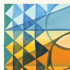 Sin título (PPR441) - Obra de arte abstracta surrealista en técnica mixta empapada de color