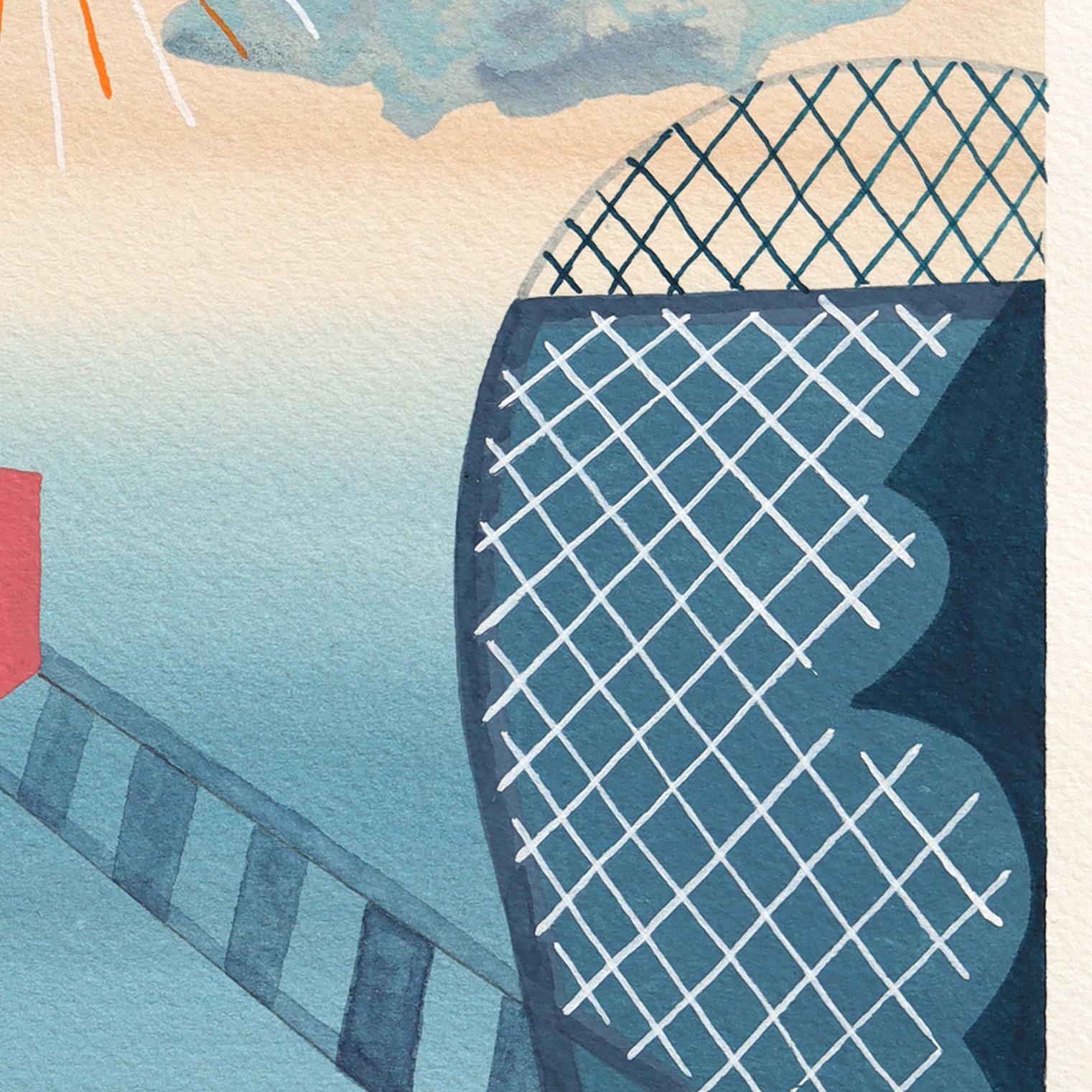 Untitled (PPR443) - Original Colorful Surrealist Abstract Mixed Media Artwork - Painting by Max Manning