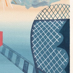 Ohne Titel (PPR443) - Original farbenfrohe Surrealist abstrakte gemischte Medien Kunstwerk