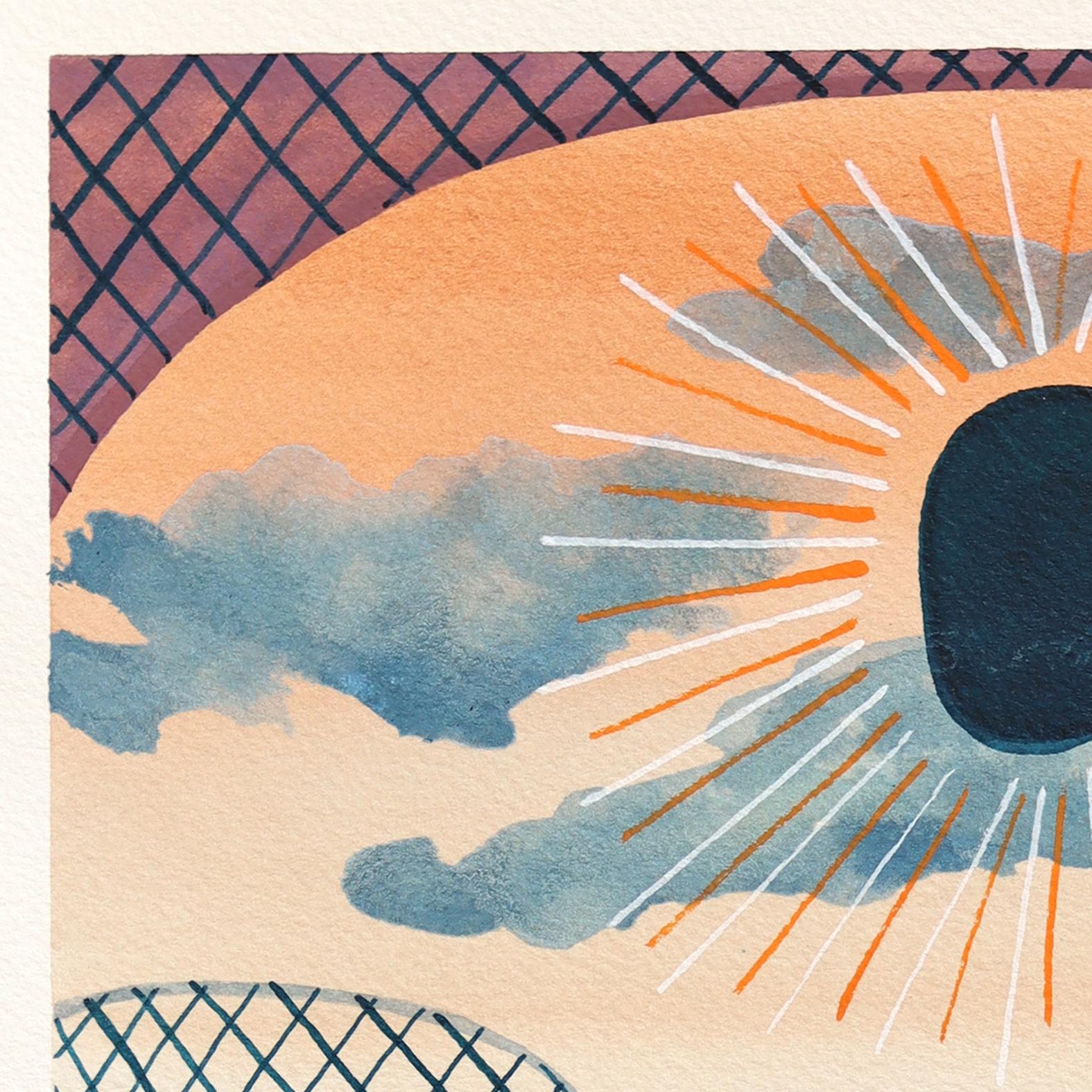 Untitled (PPR443) - Original Colorful Surrealist Abstract Mixed Media Artwork - Brown Abstract Painting by Max Manning