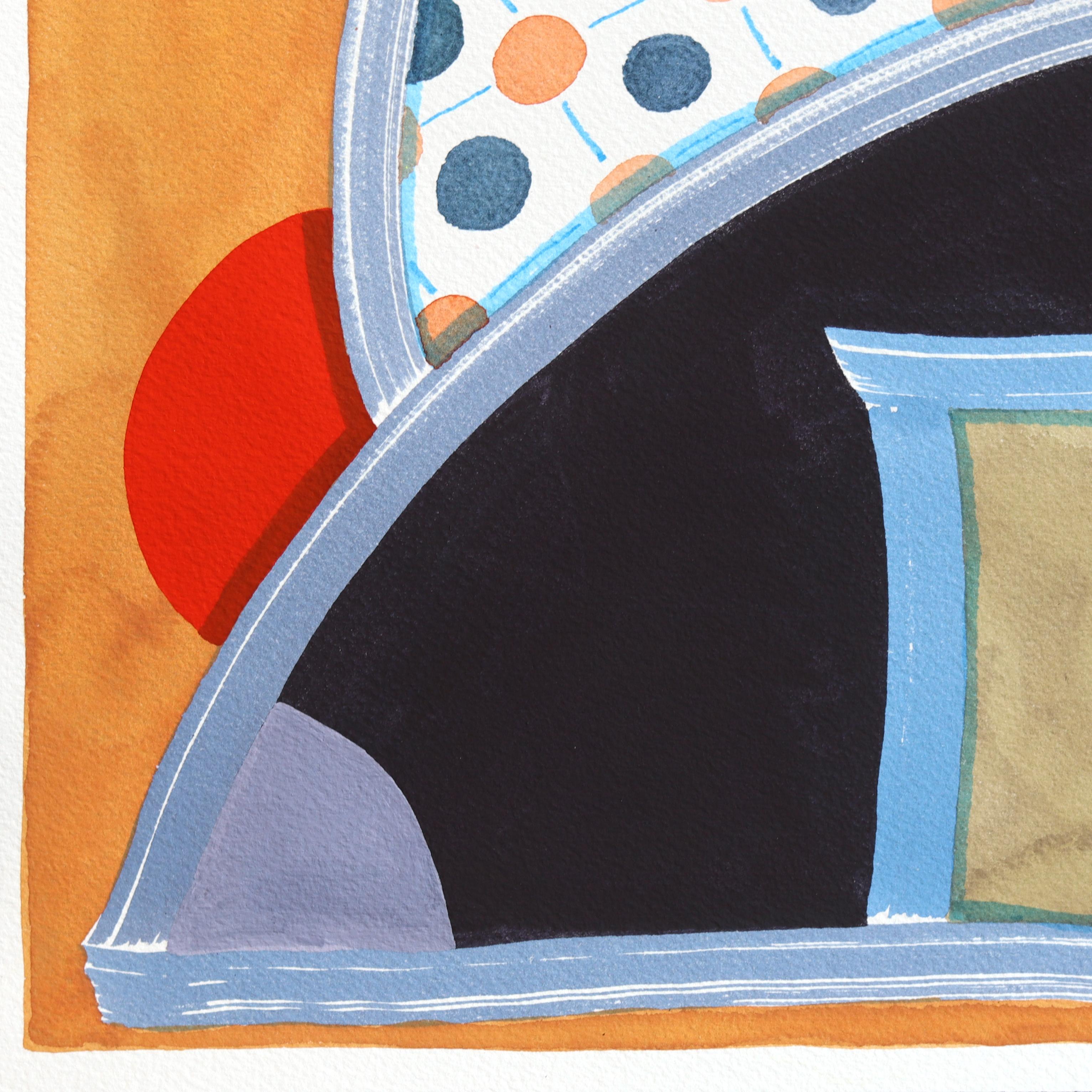 Untitled (PPR487) - Original bunte warme Ton abstrakte gemischte Medien Kunstwerk im Angebot 1