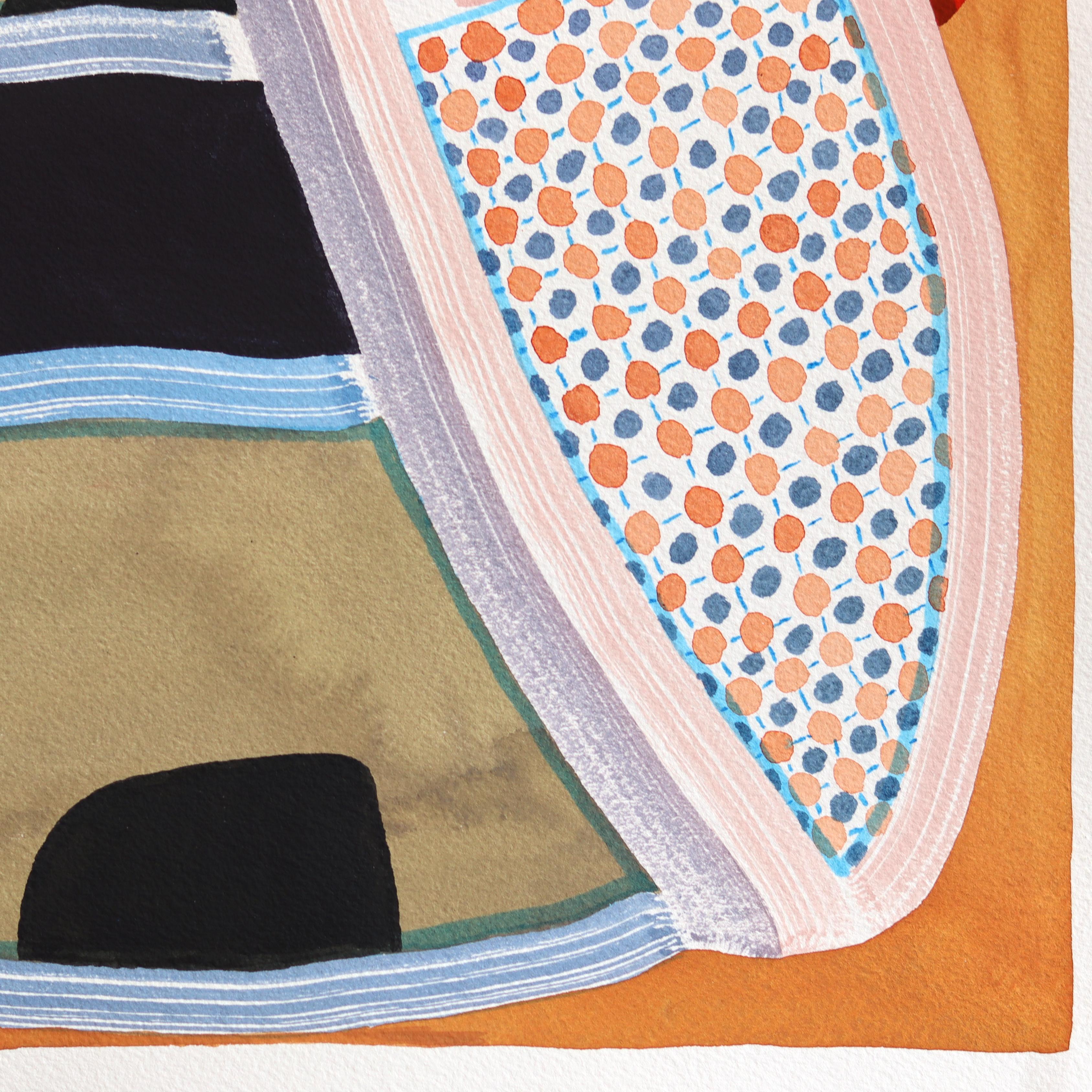 Untitled (PPR487) - Original bunte warme Ton abstrakte gemischte Medien Kunstwerk im Angebot 2