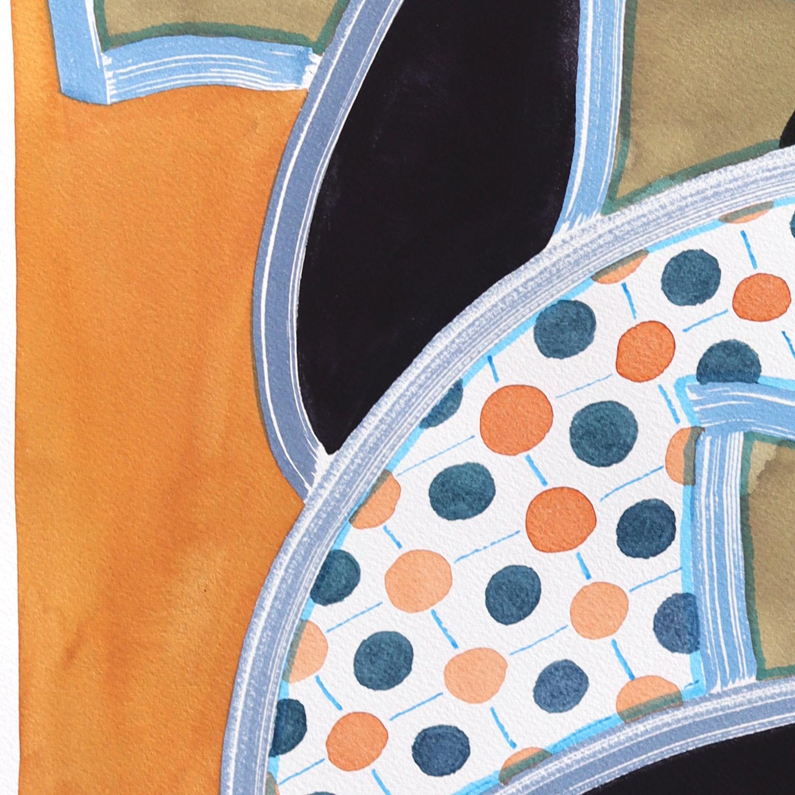 Untitled (PPR487) - Original bunte warme Ton abstrakte gemischte Medien Kunstwerk im Angebot 3