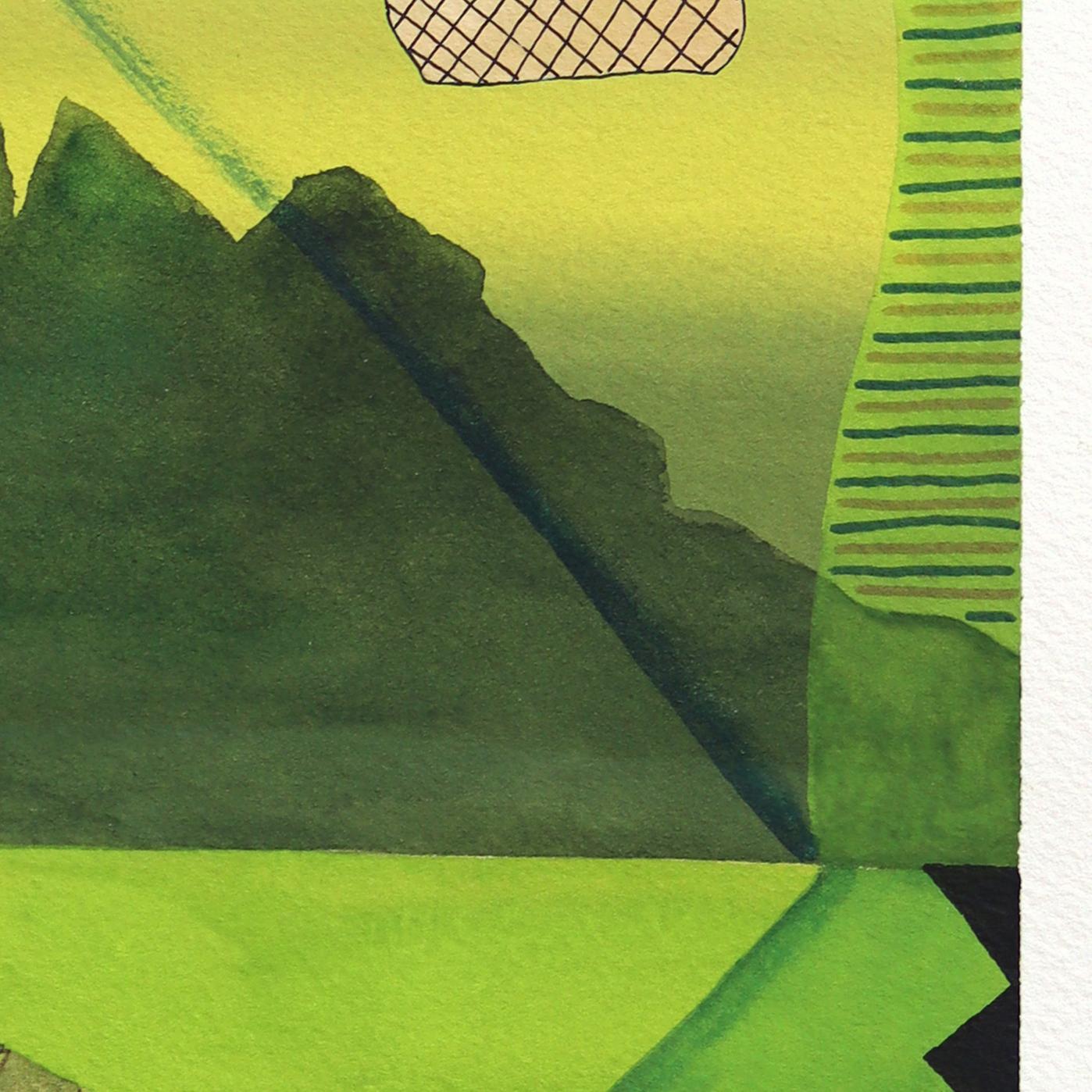 Untitled (PPR490) - Original Colorful Green Tone Abstract Mixed Media Artwork - Painting by Max Manning