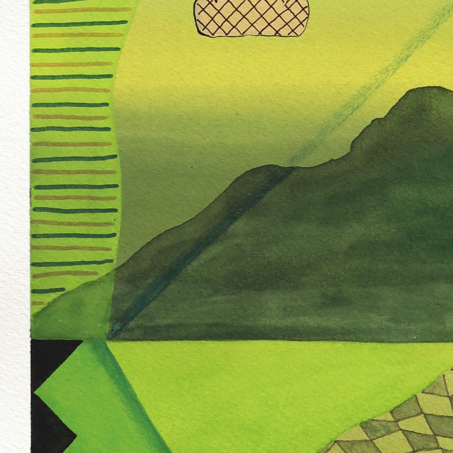 Untitled (PPR490) - Original Colorful Green Tone Abstract Mixed Media Artwork For Sale 4