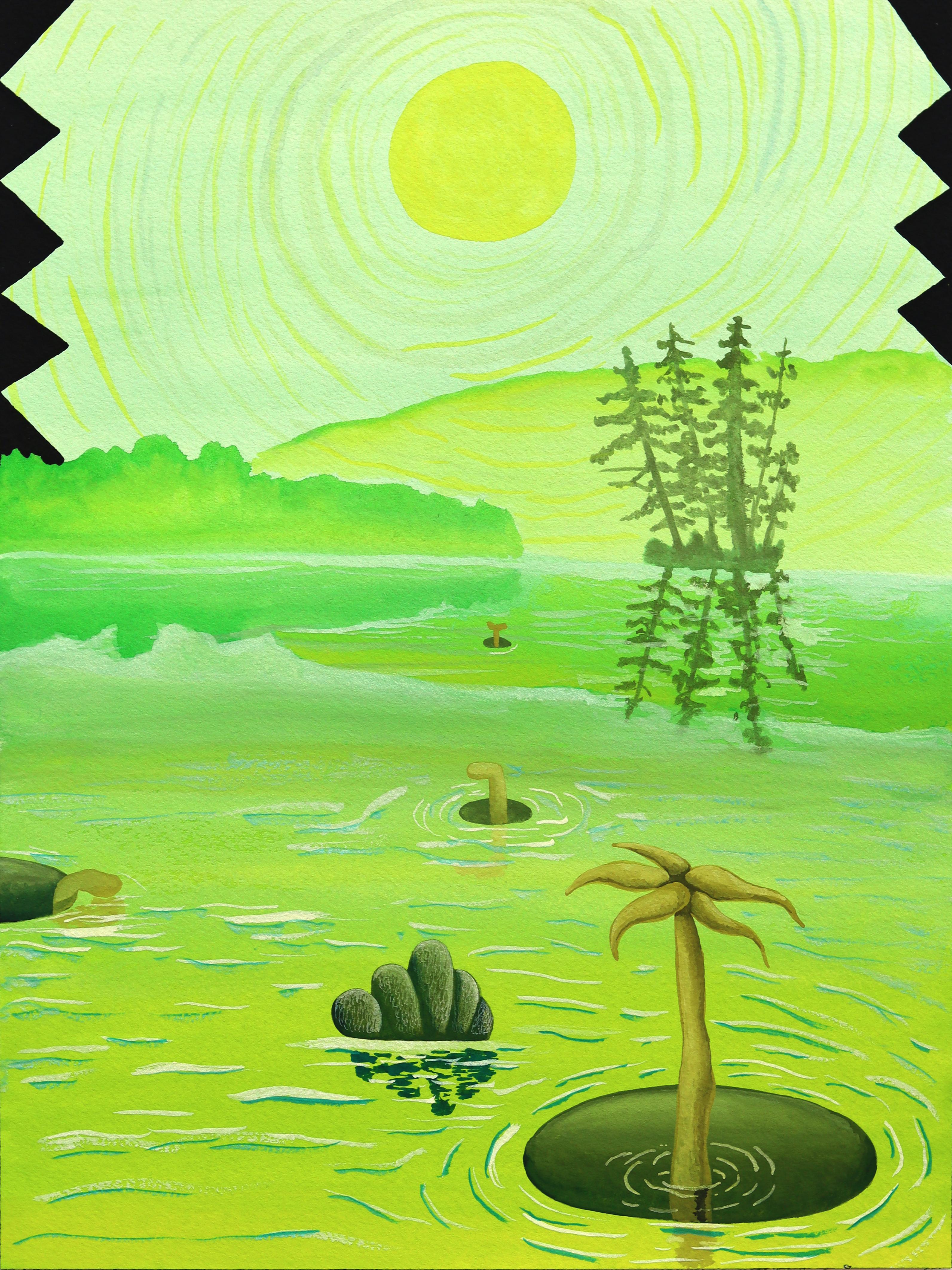 Max Manning is a Houston-based painter whose practice he describes as “algorithmic abstraction”, studio-built systems that he deliberately disrupts to create compositions where loosely figurative fragments, patterns, and color fields collide.