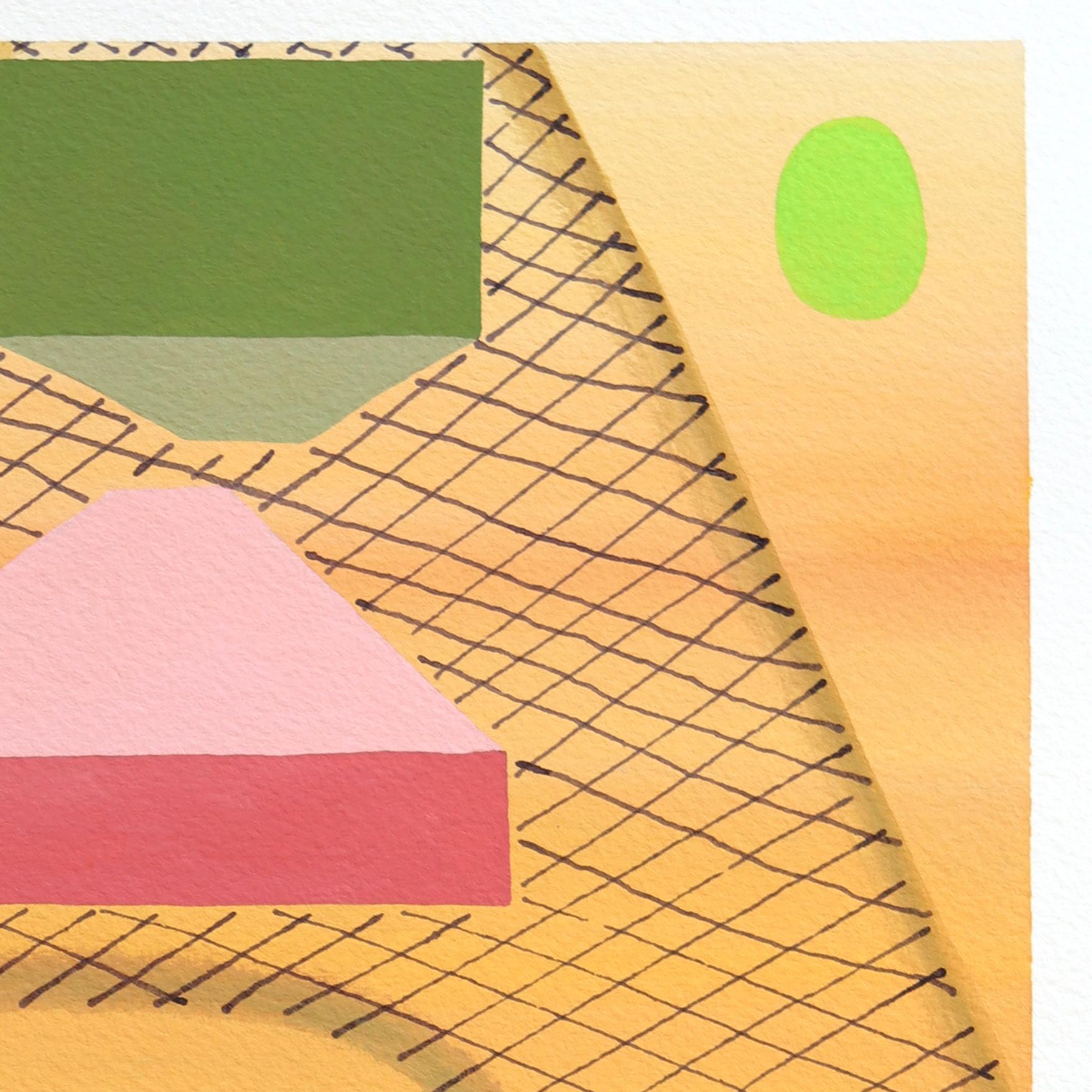 Untitled (PPR492) - Original Colorful Surrealist Abstract Mixed Media Artwork - Beige Abstract Painting by Max Manning