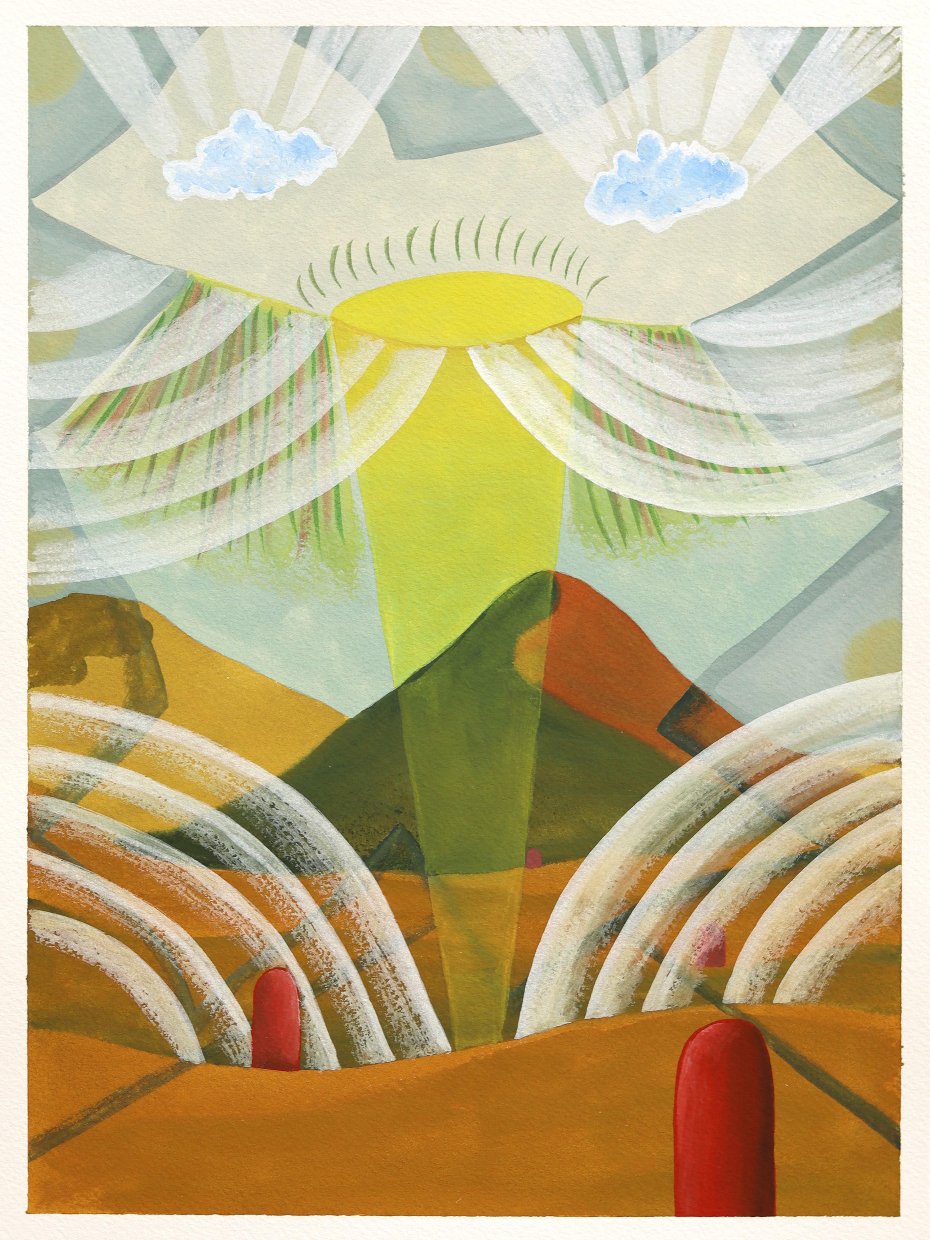 Untitled (PPR493) - Original Surrealist Landscape Abstract Mixed Media Artwork