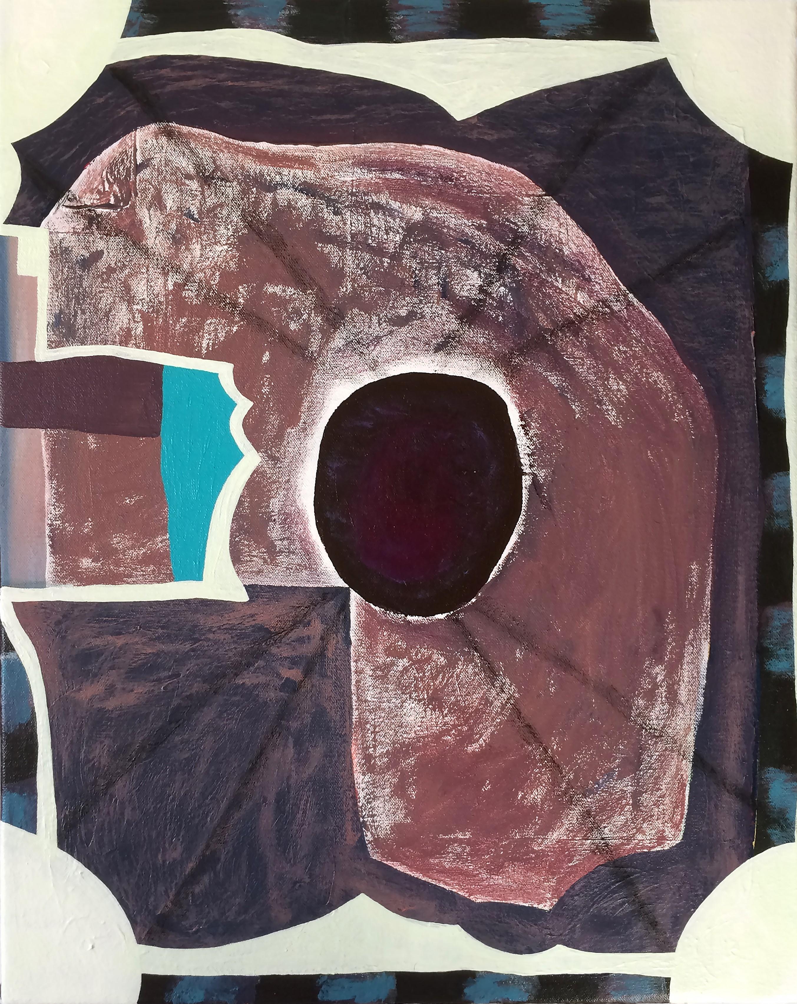 "Senza titolo (CVS102)" Pittura astratta geometrica contemporanea blu e viola - Mixed Media Art di Max Manning