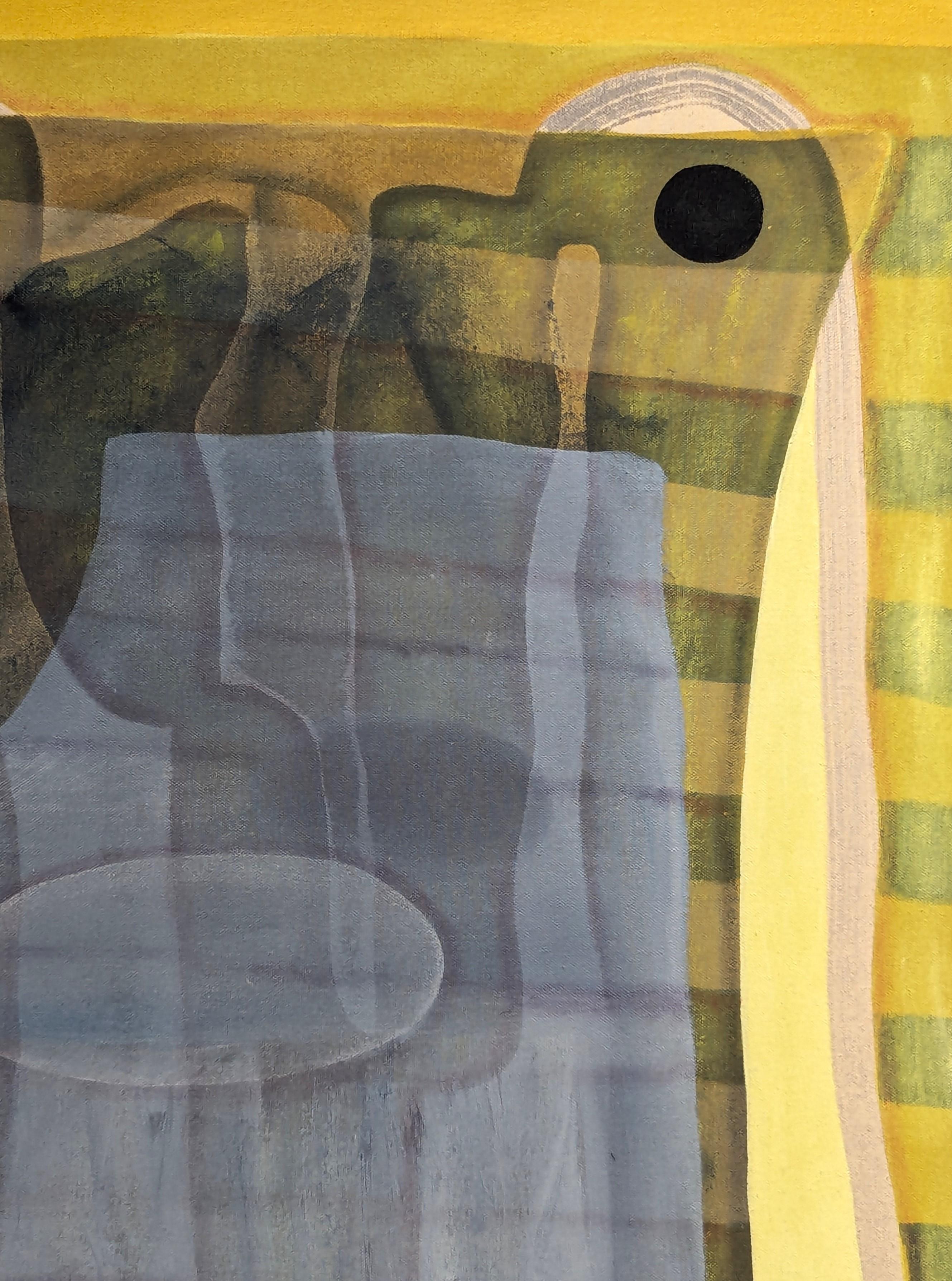 Sans titre (CVS112) Abstrait géométrique contemporain bleu, vert et jaune en vente 1